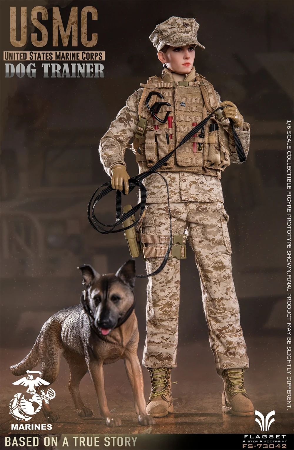 In Stock FLAGSET FS73042 1/6 USMC Dog Trainer Female Soldier Model 12'' Action Figure Full Set Collectible Toy