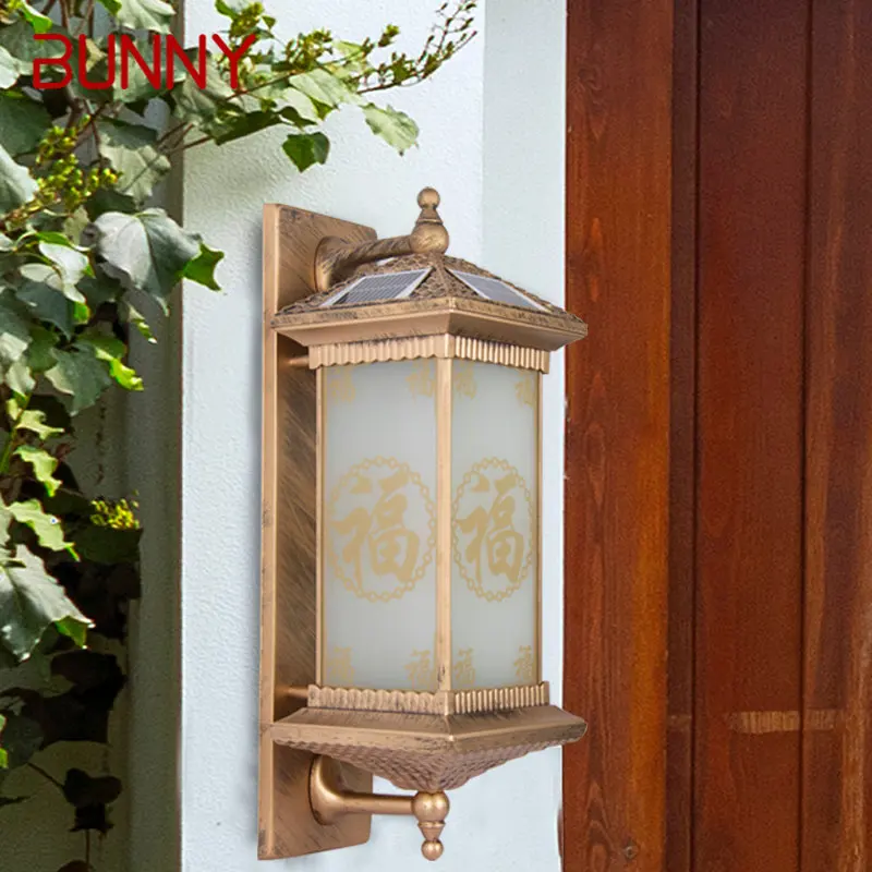 

BUNNY Solar Wall Lamps Modern Chinese Outdoor Bronze Sconce Light LED Waterproof IP65 for Home Villa Porch Courtyard