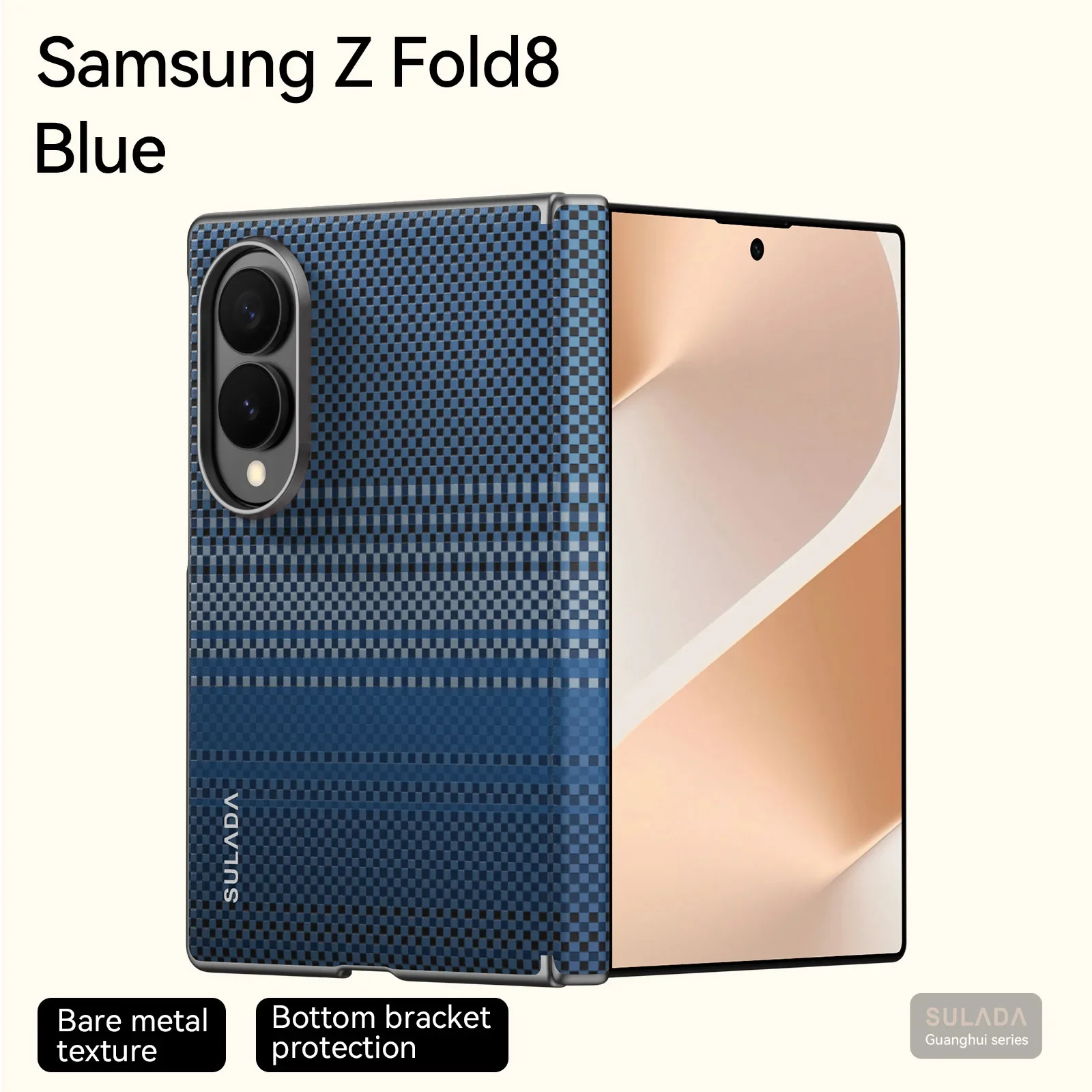 For Samsung Galaxy Z Fold 8 Wide-Edge Phone Case, Luxury Kevlar Woven Texture, Built-in Magnet, Fold 8 Rear Protective Case
