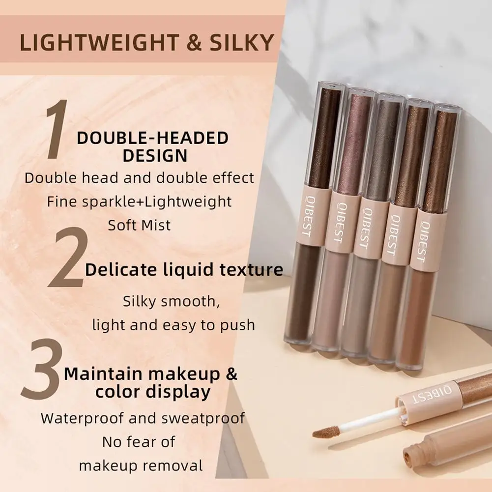 1 stücke Doppel Ende Flüssigen Lidschatten 2 In 1 Stick Bleistift Glitter Matte Lidschatten Make-Up Wasserdicht Bicolor Schimmer Frauen kosmetik