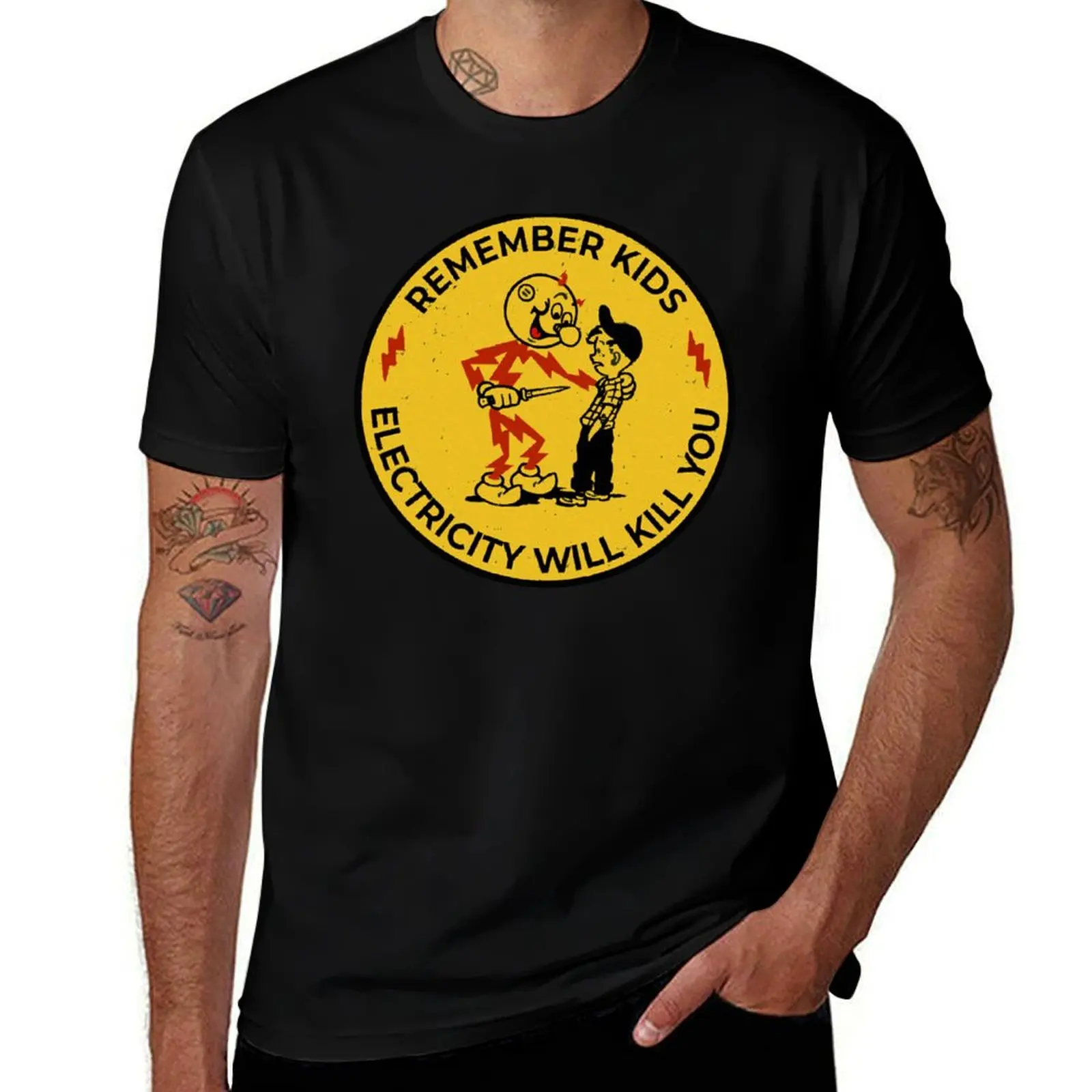 

Yellow Reddy Kilowatt, electricity will kill you T-Shirt korean fashion vintage anime shirt black t shirts for men