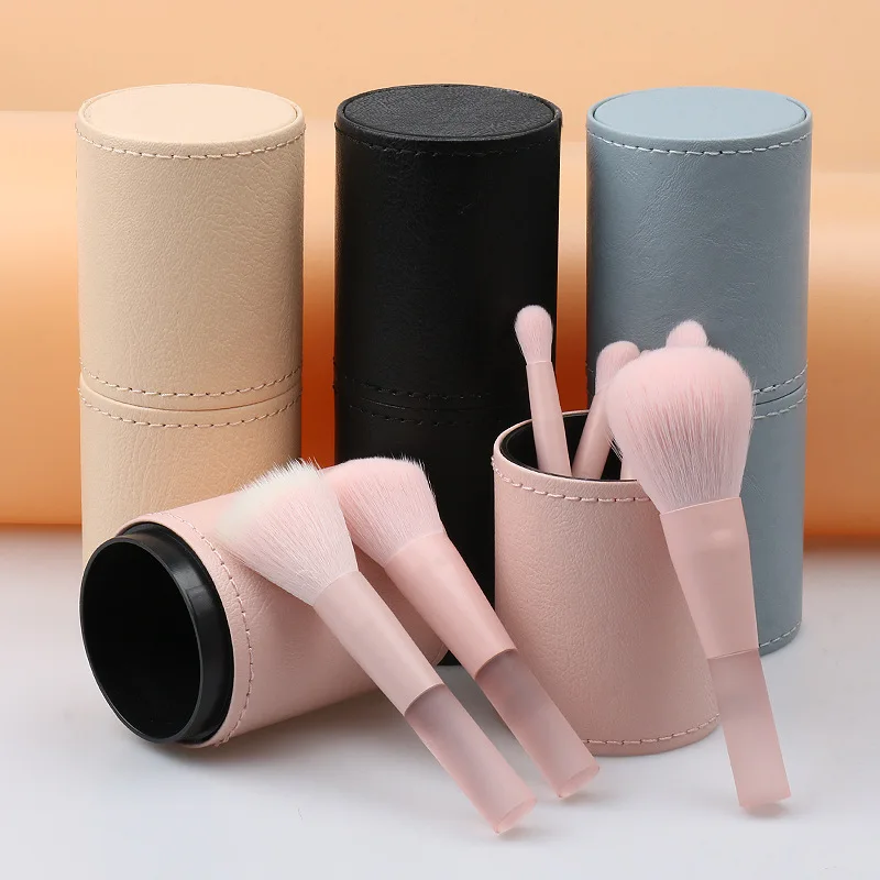 Creative MINI PU Leather Bucket Portable Travel Cosmetic Bag Multi-Function Dust-Proof Waterproof Makeup Brush Storage Box