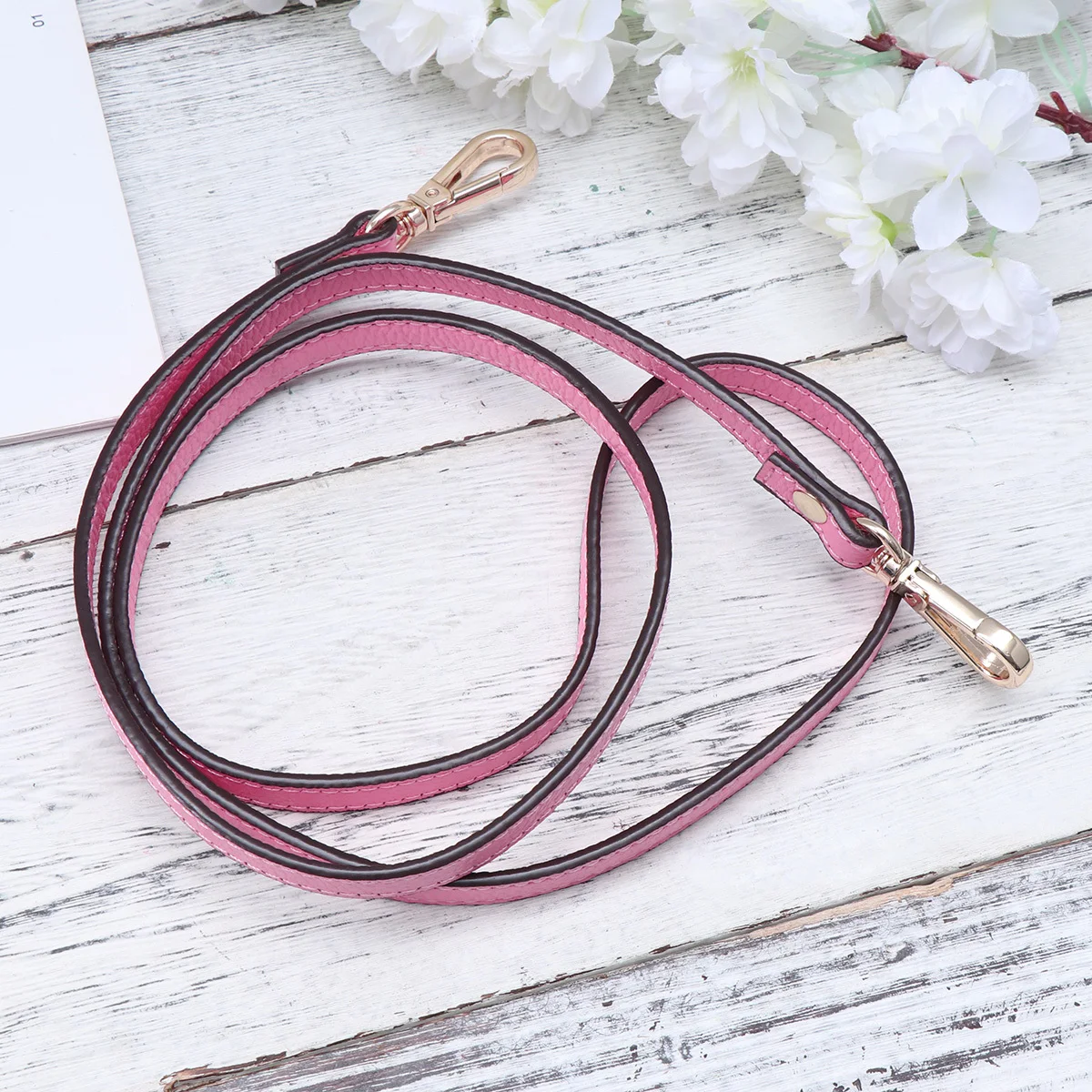 حزام كتف عريض وردي بنمط مزدوج الجوانب، حزام بديل غير قابل للتعديل لحقيبة يد المحفظة عبر الجسم