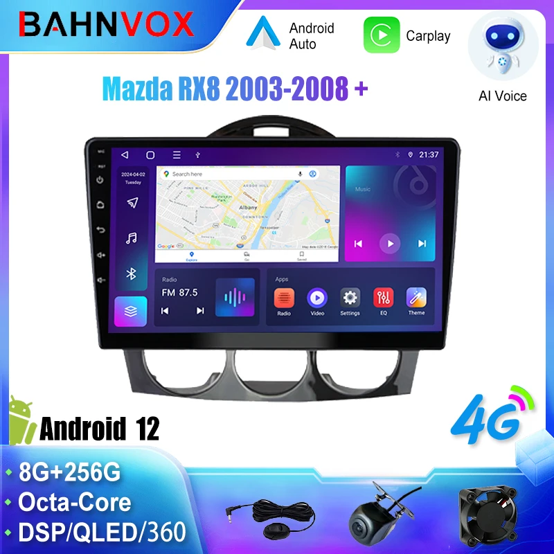 Android Car Radio Carplay for  Mazda RX8 2003 2008 GPS Navigation Multimedia Player Stereo screen tape recorder Head Unit 4G