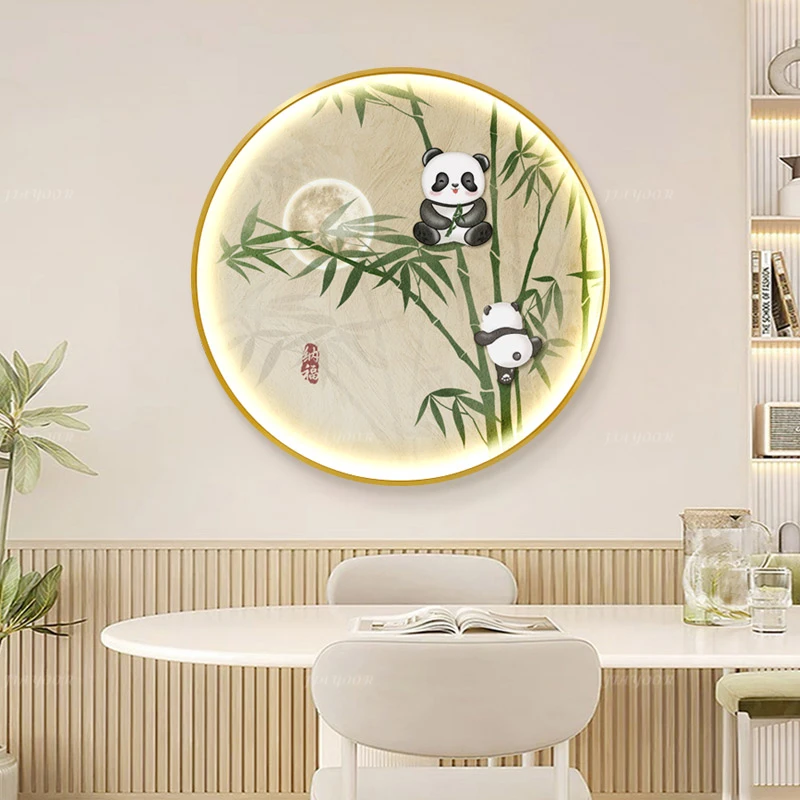 

Современный минималистичный домашний светодиодный декор, картина, входная дверь, гостиная, спальня, коридор, панда, бамбуковый входной настенный светильник