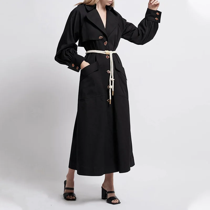 Autumn New Fashion Single-Breasted Coat Design Waist Strap Shows Slender Trench Coat Women's Autumn And Winter