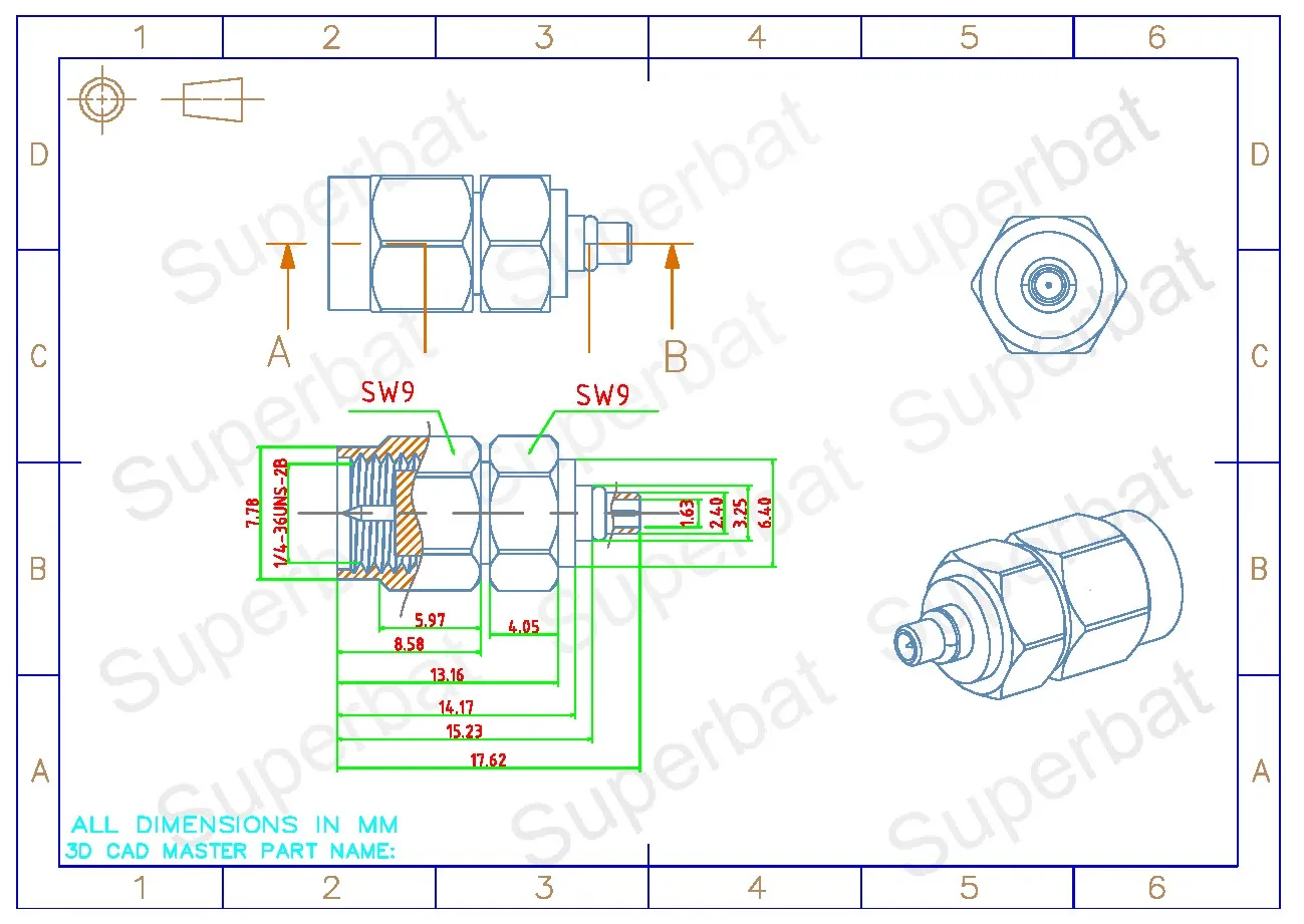 Superbat 5 buah adaptor SMA-MMCX steker Male ke MMC dudukan kabel lurus 50 Ohm konektor koaksial RF