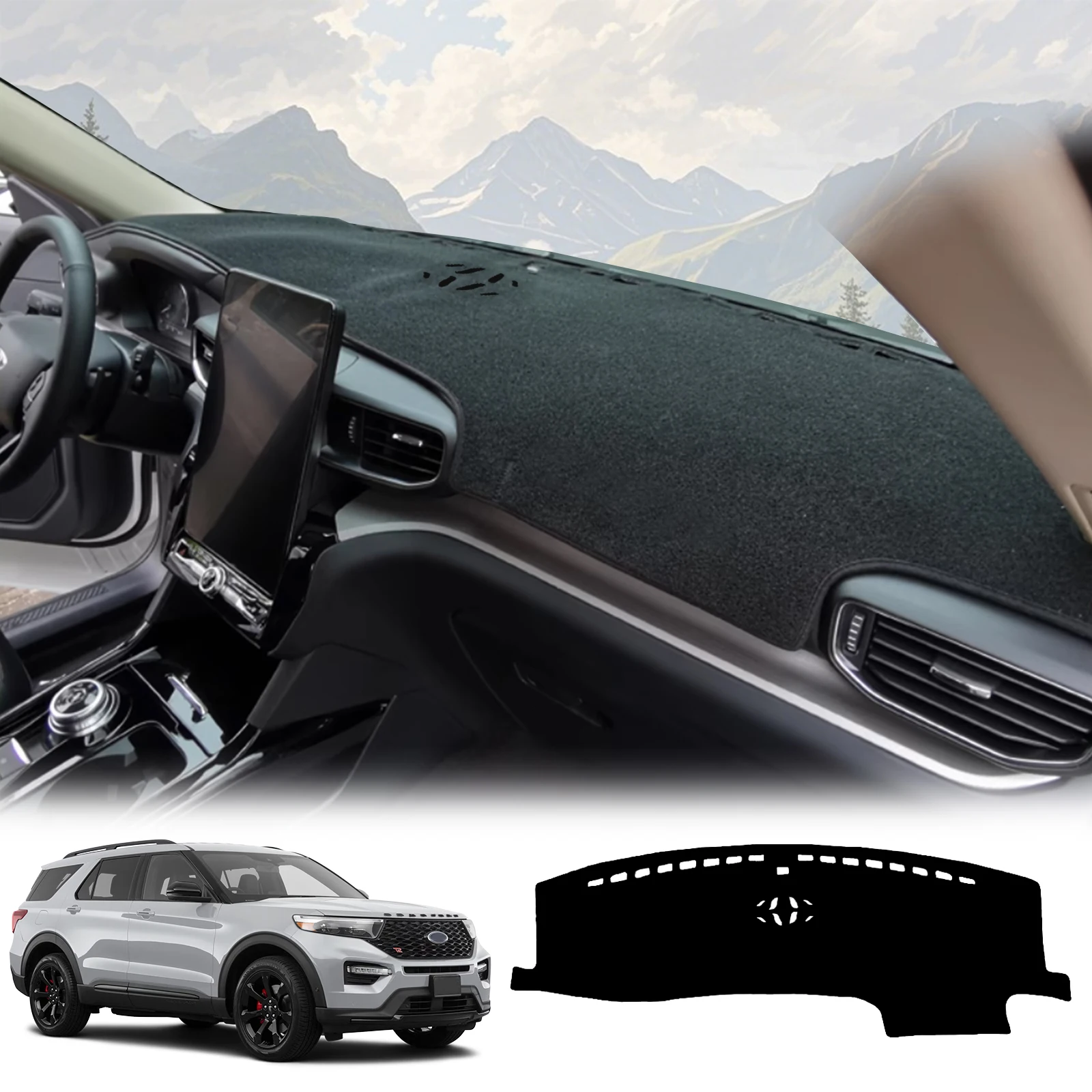 

for Ford Explorer U625 MK6 2020 2021 2022 Dashmat Accessories Car Dashboard Mat Sunshade Protective Carpet Dash Mat