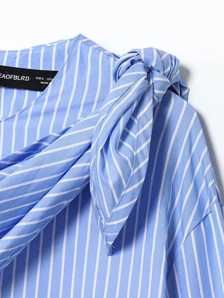 Estilo europeu e americano outono nova tendência da moda feminina casual wear design sentido listrado camisa cachecol multiuso