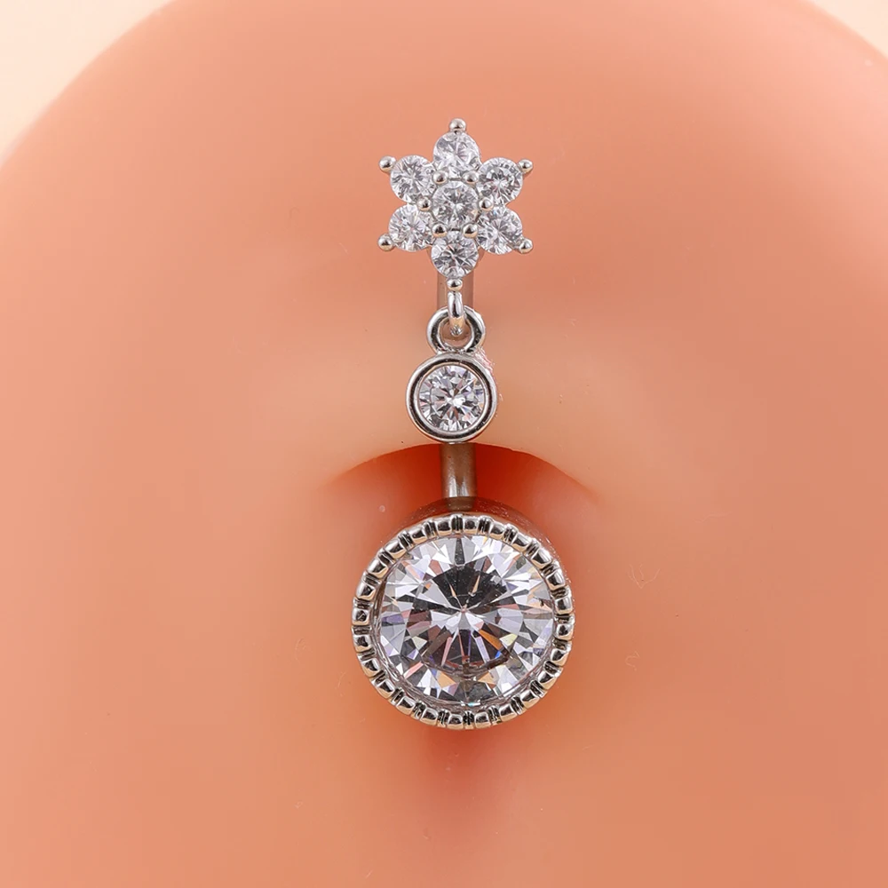 14G Curved Opal Dangled CZs Belly Button Rings Heart Butterfly Cute Cat Water-Drop Navel Piercing Nombril Sexy Body Belly Rings