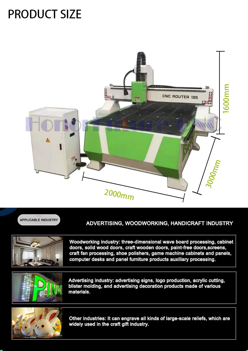 Cnc Router Machine Milling Cutter 3 Axis 1325 For Wood