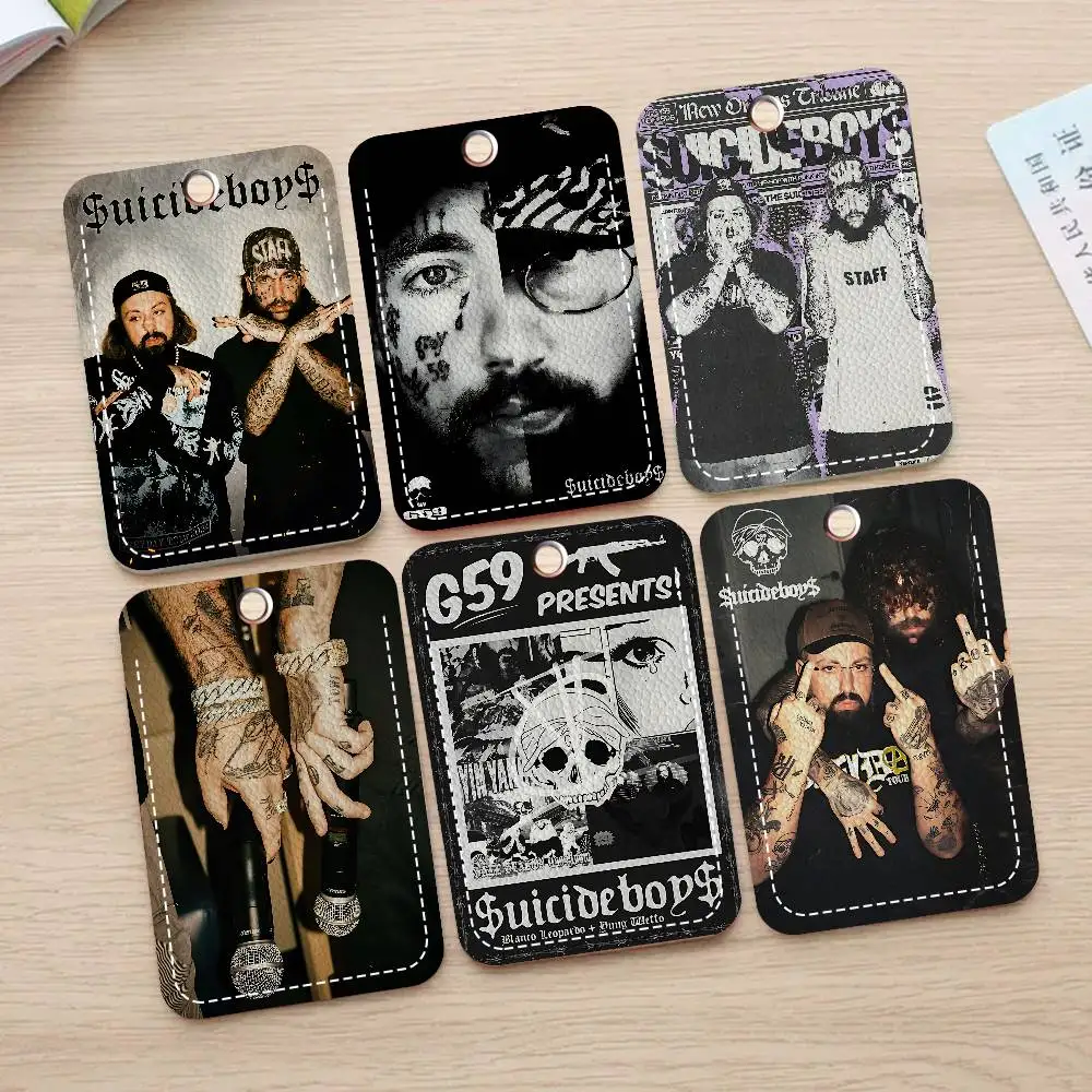 Singer S-Suicideboy Band Card Holders Student ID Card Protective Cover Cases Student Campus Access Cards Key Chain Anti-lost