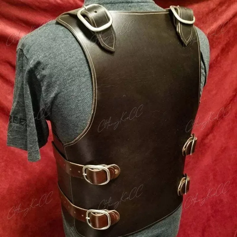 Colete de couro PU Steampunk medieval para homens, armadura de guerra Larp, cavaleiro guerreiro, armadura Roman Archer, fantasia cosplay acessórios