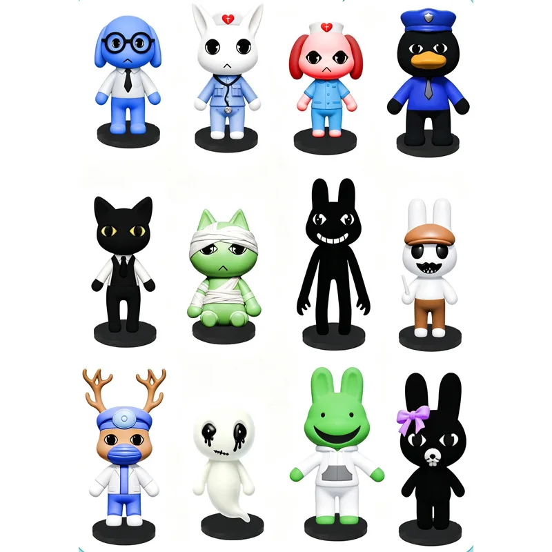 Spooky Pet Hospital Resin Figurine Set Creepy Cat Dog Mini Doll Ornaments Horror Themed Desktop Display Decor Collectible Toys