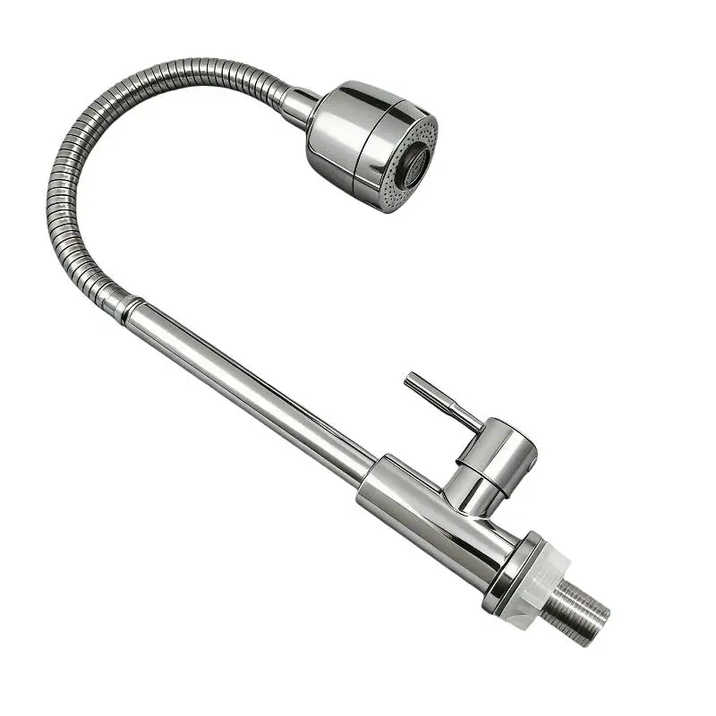 

Flexible Hose Wall Mounted Faucet Cold Water 2 Modes Tap Adjustable For Home Kitchen Sink Filling