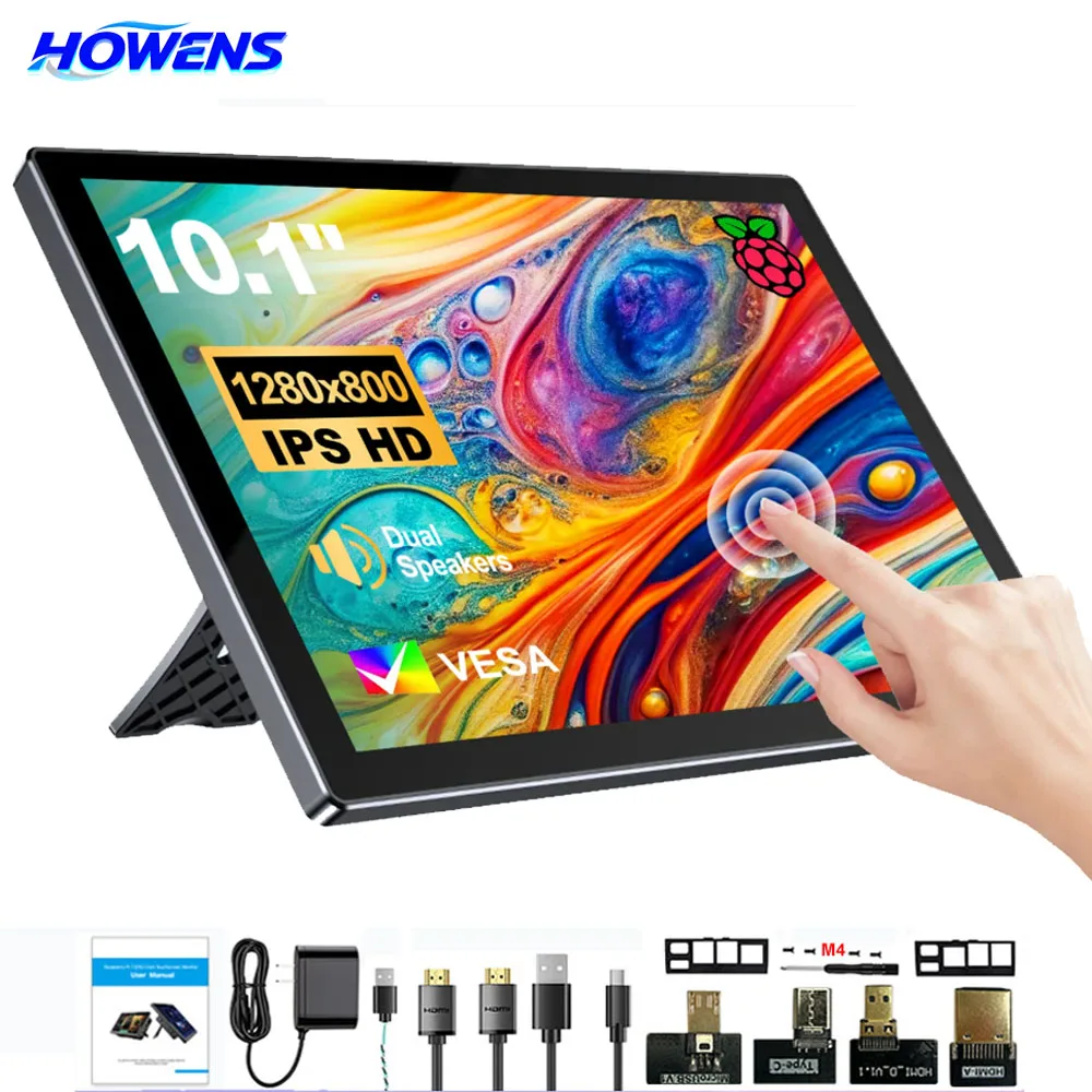 

Монитор HOWENS 10,1 дюйма для Raspberry Pi, 300 кд/м², FHD 1280P, 100% SRGB, второй экран для ноутбука, игровой дисплей для Mac, Xbox, PS4/5, Switch