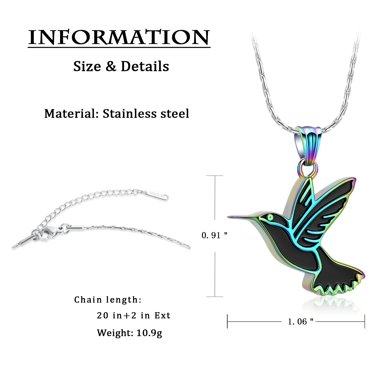 Cremation Jewelry Hummingbird Urn Necklace for Ashes for Women Men Human Pet Memorial Pendant Ashes Holder Funeral Keepsake