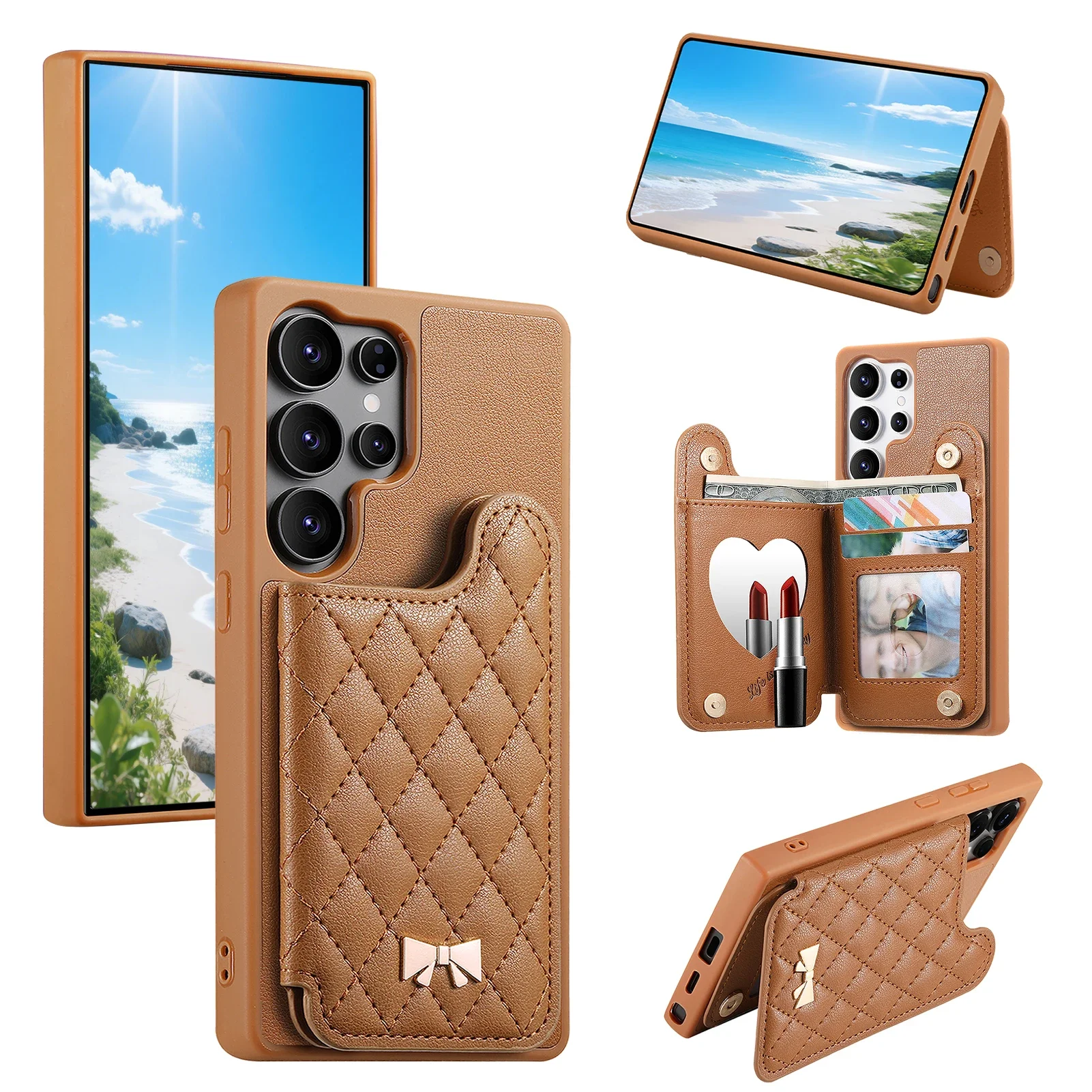 Wallet Card Slot Flip Leather Phone Case for Samsung Galaxy S25 Edge Ultra S24 Plus Cover A56 A55 A54 A36 A35 A06 A15 A16 A25 5G