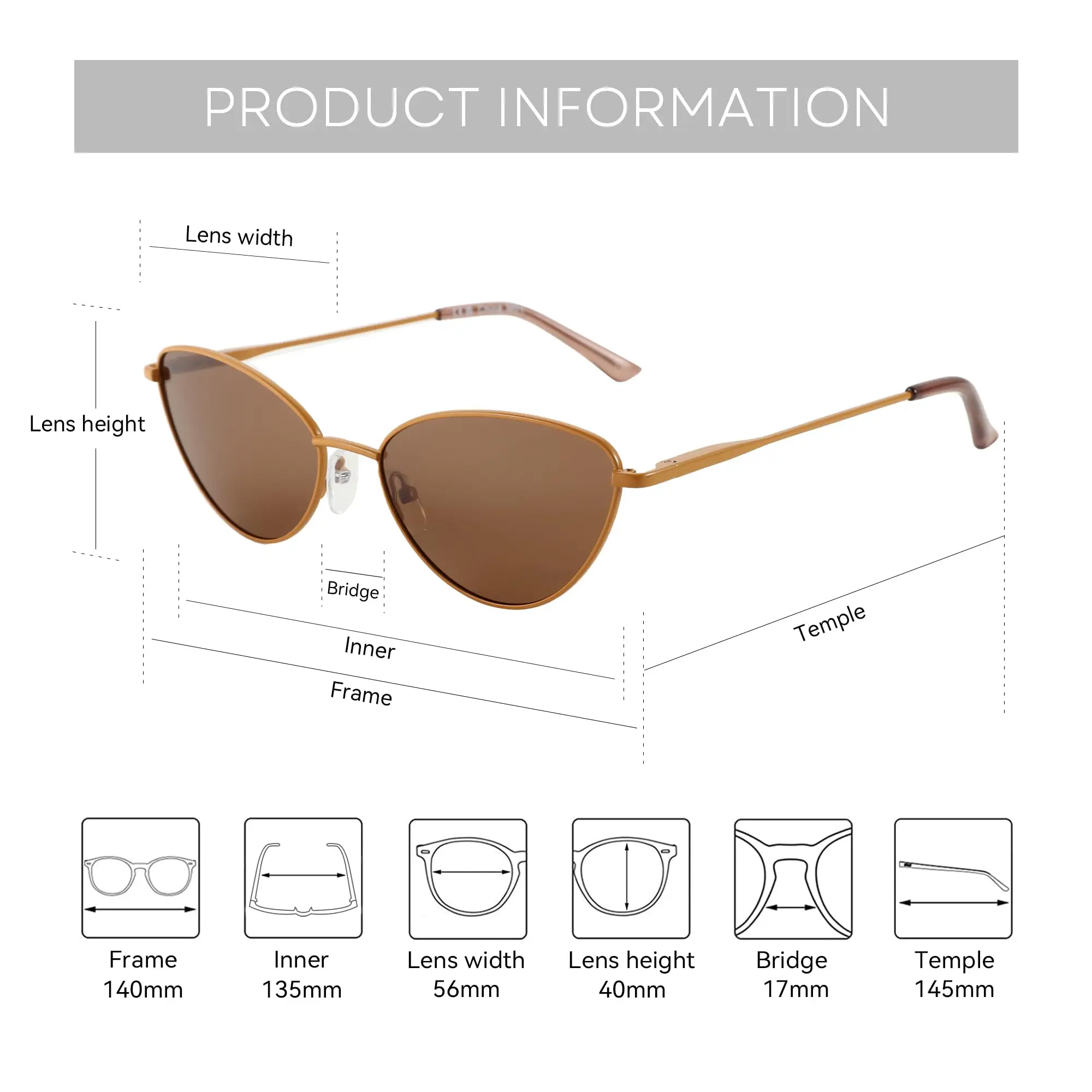 ZENOTTIC Ladies Fashion Small Cat Eye Sunglasses Fashion Narrow Metal Frame Polarized Sun Glasses UV Protection for Women - Image 5