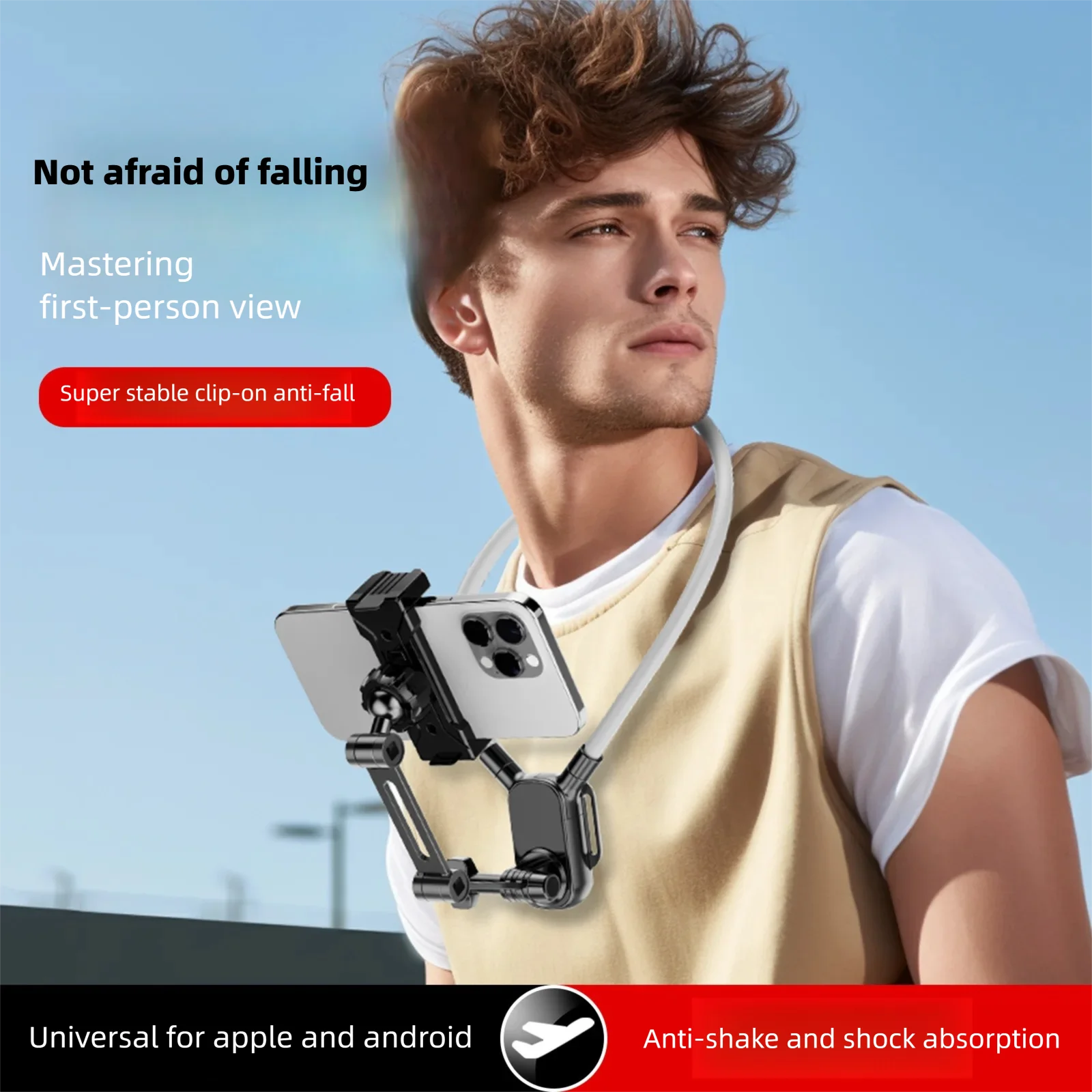アクションカメラ＆スマートフォン用povネックマウントホルダー、ハンズフリー撮影ブラケット、ランニング、サイクリング、アウトドア、vlog、ライブストリーム用