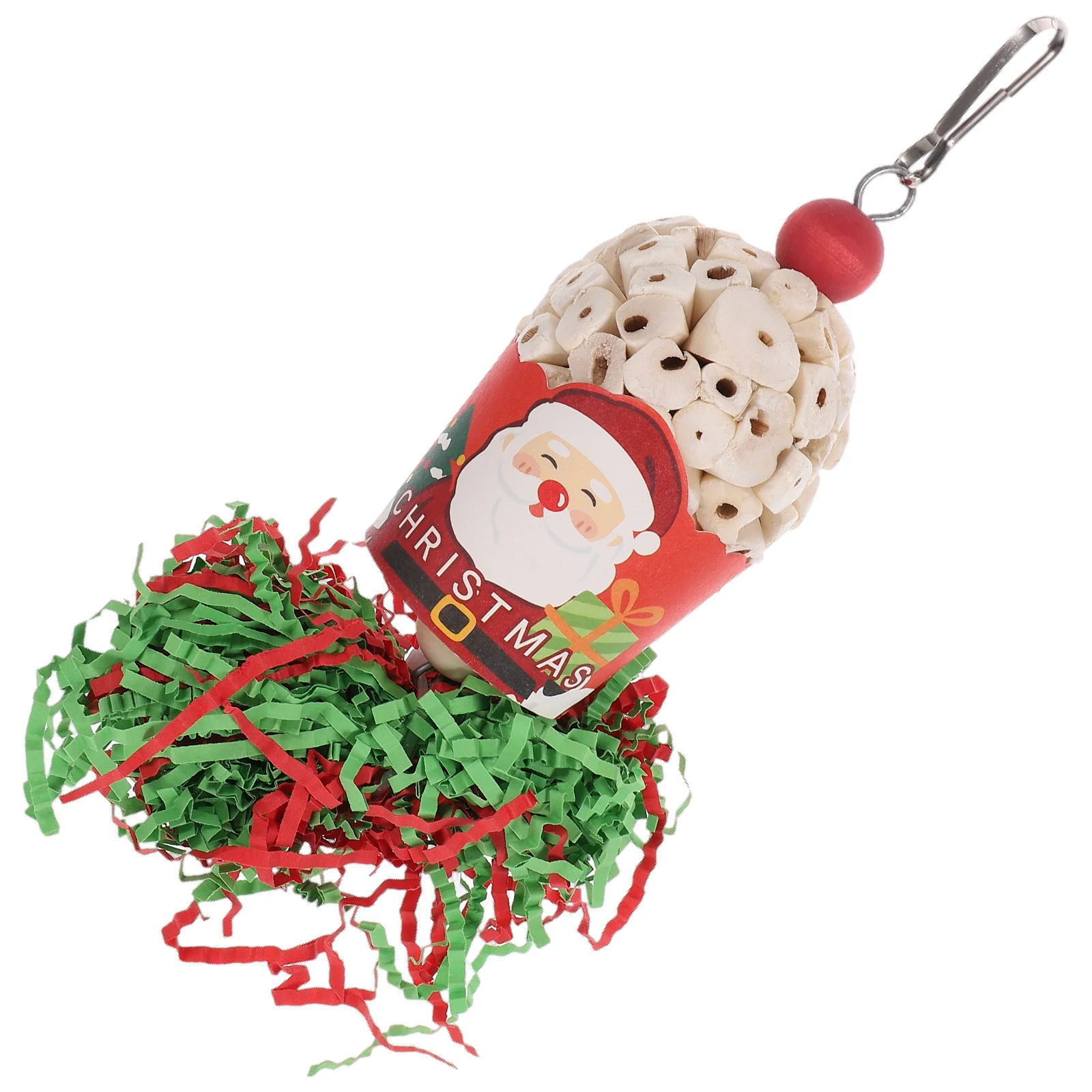 Christmas Themed Parrot Toy Funny Pet Bird Foraging Chew Toys Cage Bite Biting Wooden