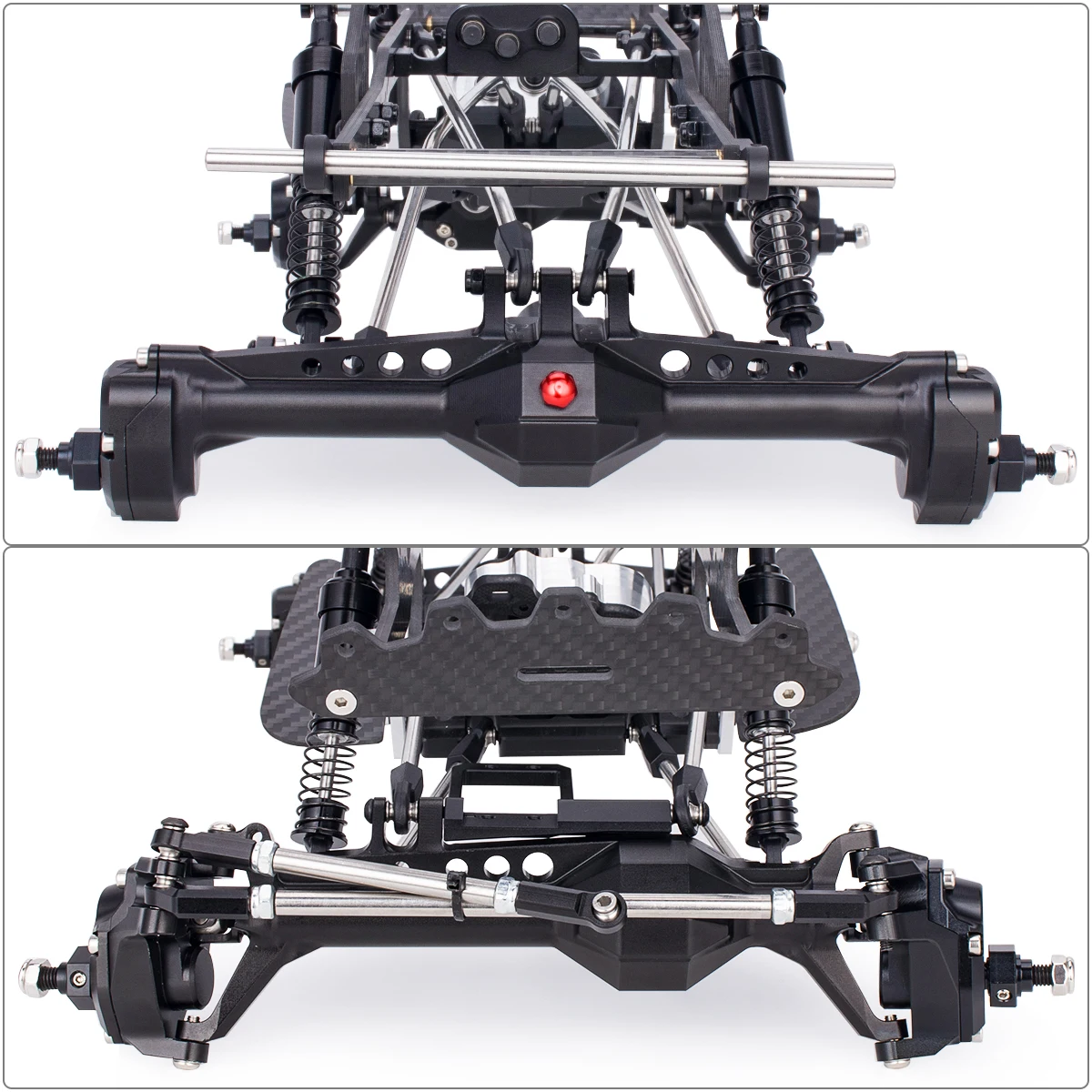 Carbon Fiber LCG Chassis Kit with Delrin Skid Brace Rock Sliders for 1/10 RC Crawler Comp Rigs SCX10 Capra Upgrade Parts
