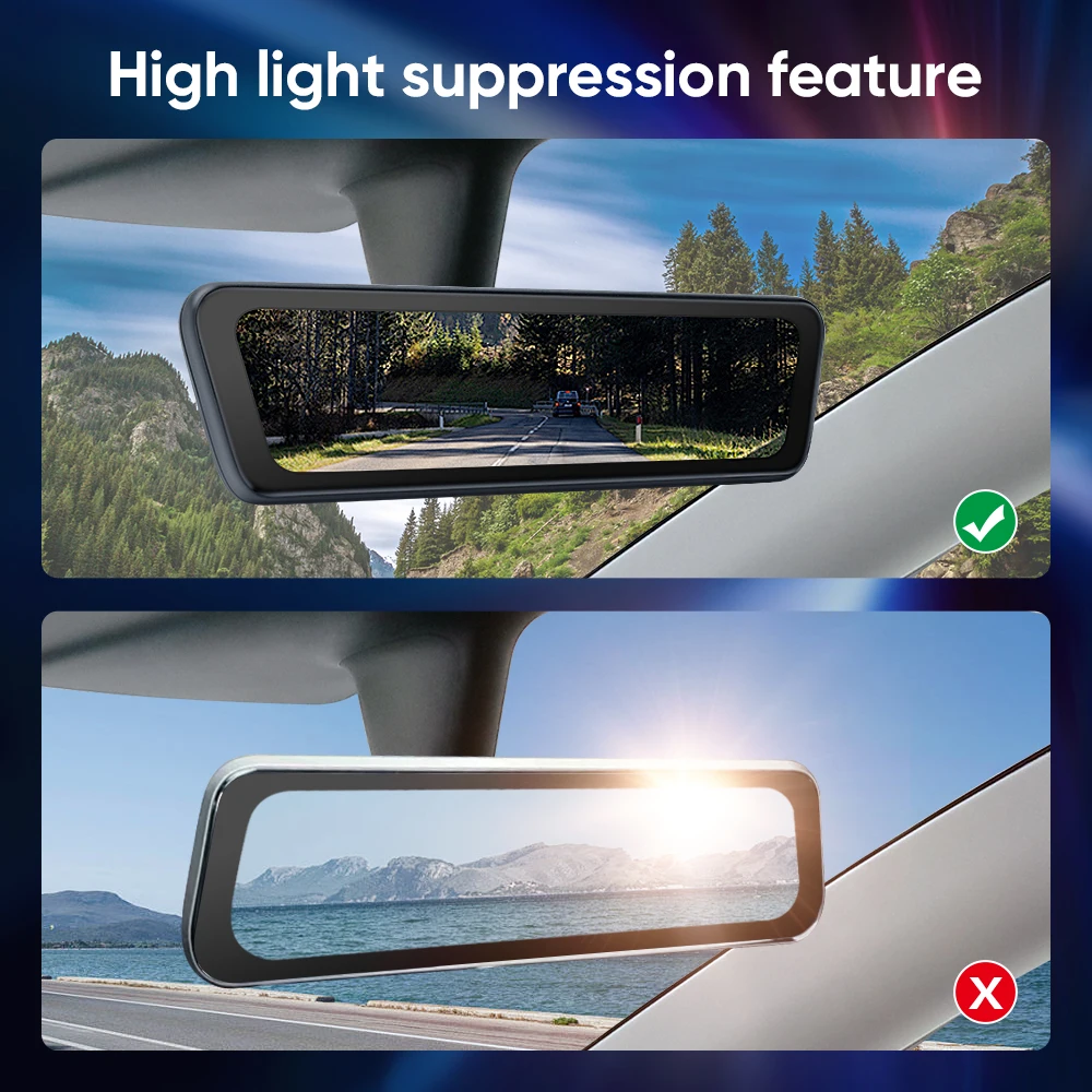 Espejo retrovisor para coche con pantalla IPS de 8,2 ", full hd, 1080p, con lente dual, espejo retrovisor multimedia de transmisión para tesla modelo 3/y/highland