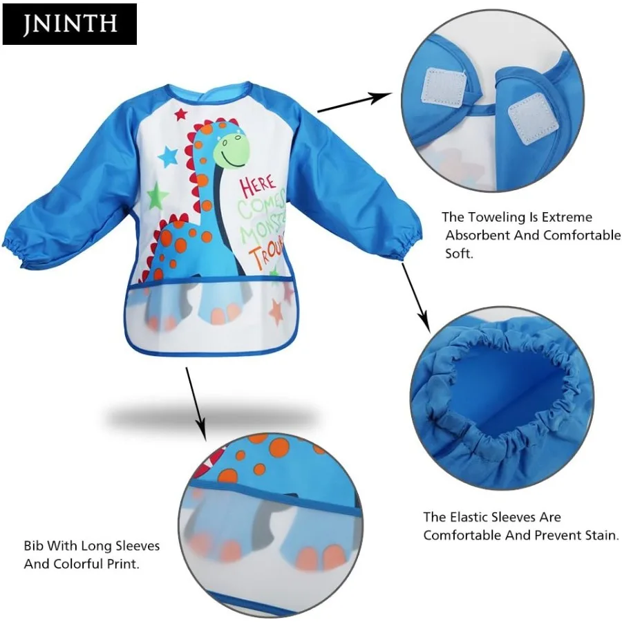 ผ้ากันเปื้อนเด็กกันน้ำและเช็ดทำความสะอาดง่าย เหมาะสำหรับเด็กอายุ 6 ถึง 36 เดือน ทนทานและทำความสะอาดง่าย