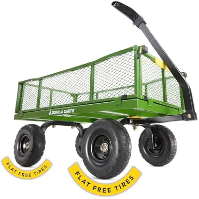 Heavy-Duty Garden Utility Cart with 800 lb Load Capacity • 10-Inch Flat-Free Foam Tires • Zero-Turn Steering for Tight Maneuvera