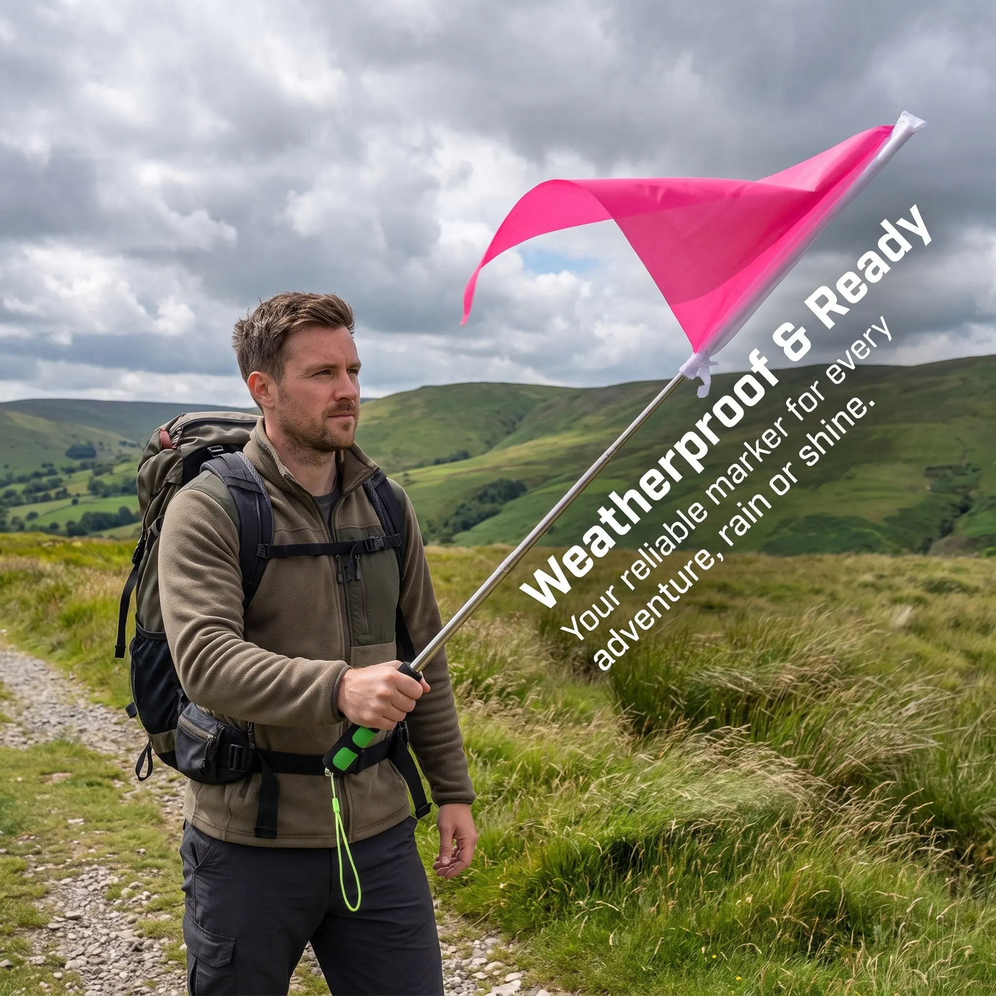 Quick Install Bright Color Tour Guide Flag with Universal Connector Telescopic Handheld Pole for Outdoor Education Travel Groups