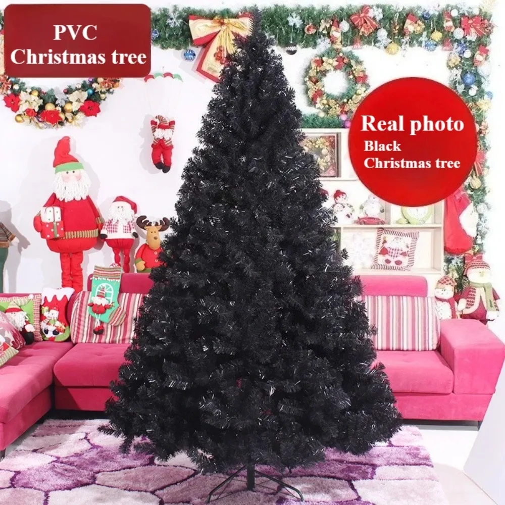 

Artificial Black Christmas Tree PVC Encrypted Material Christmas Tree 1.2m ~2.4m Family Christmas Party Atmosphere Decoration