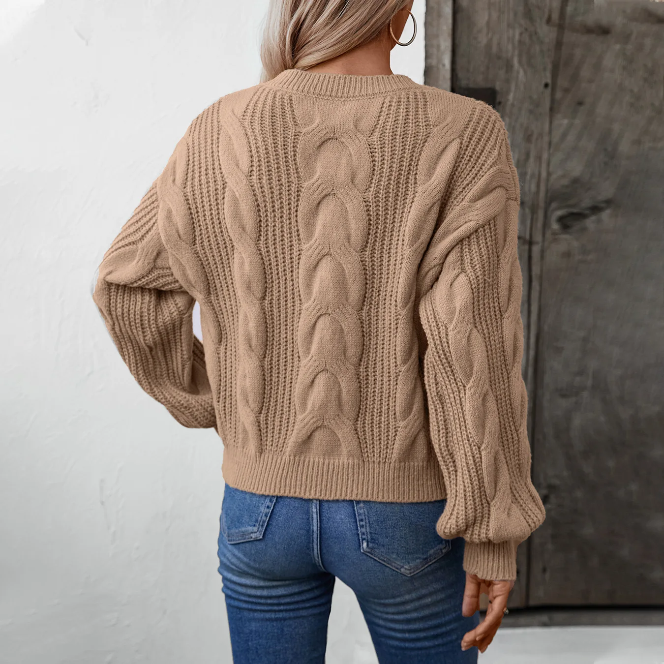 Solid Fried Dough Twists Pullover Cross border Women's Sweater Autumn and Winter New Vintage Loose Knitwear Europe and America W