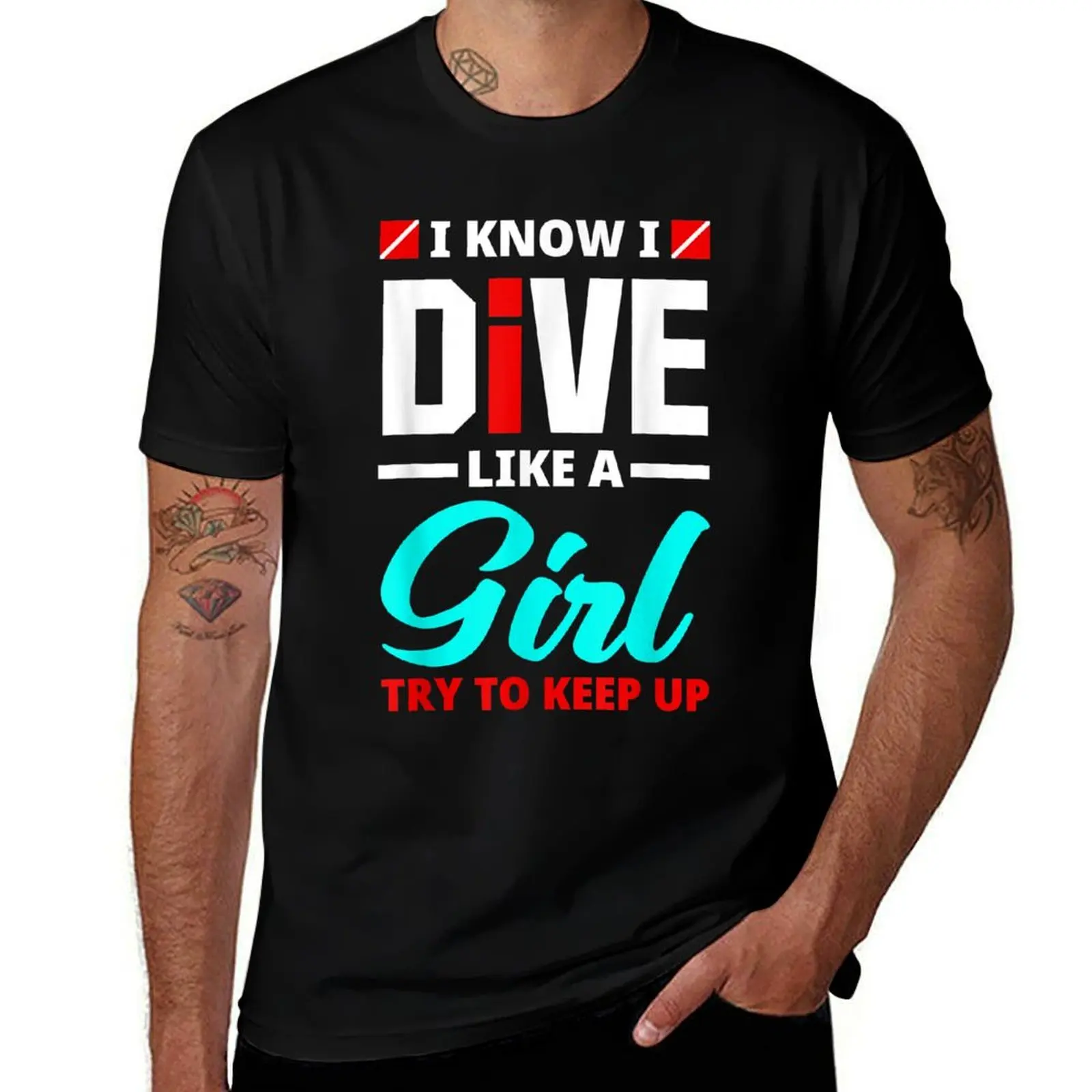 Womens I Know I Dive Like A Girl Funny Scuba Diving Diver T-Shirt Light Athletic Short Sleeve Tee Shirt T-Shirt