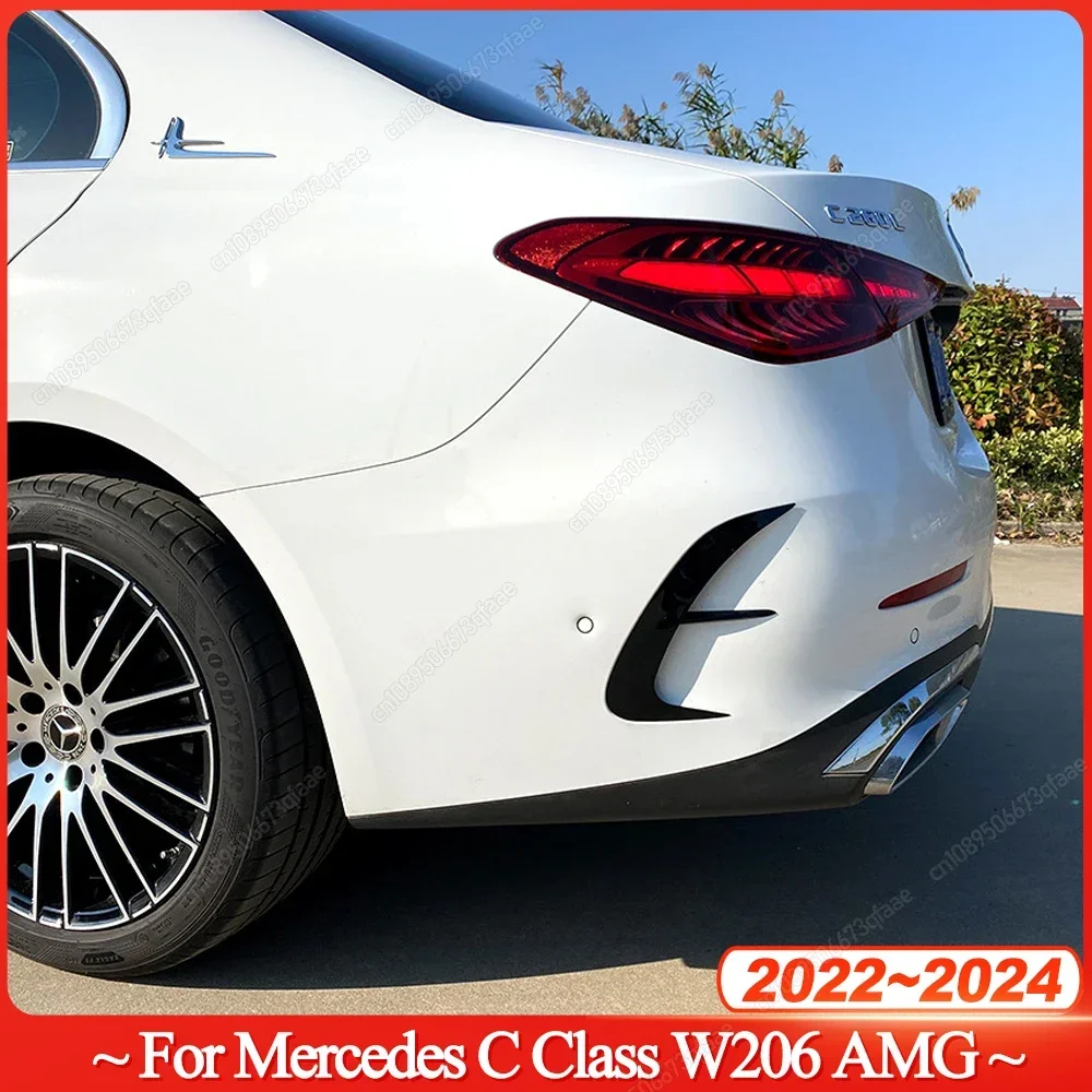 

Rear Bumper Lip Splitter Spoiler Side Canards For Mercedes Benz C Class W206 C180 200 260 300 400 C43 C63s AMG 2022-2024
