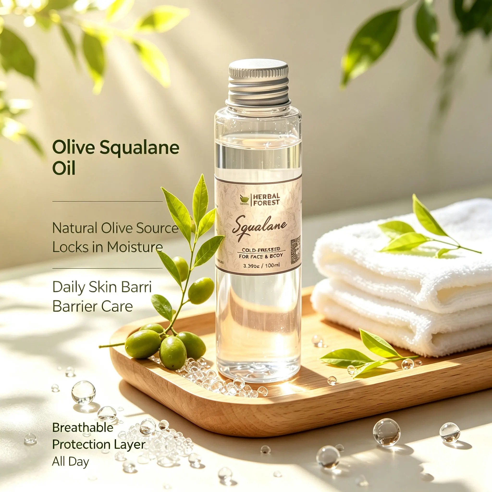 100% Olive Plant Squalane Oil Repairs Skin Locks Water Moisturizes Shrinks Pores DIY Essence Face Cream Lotion