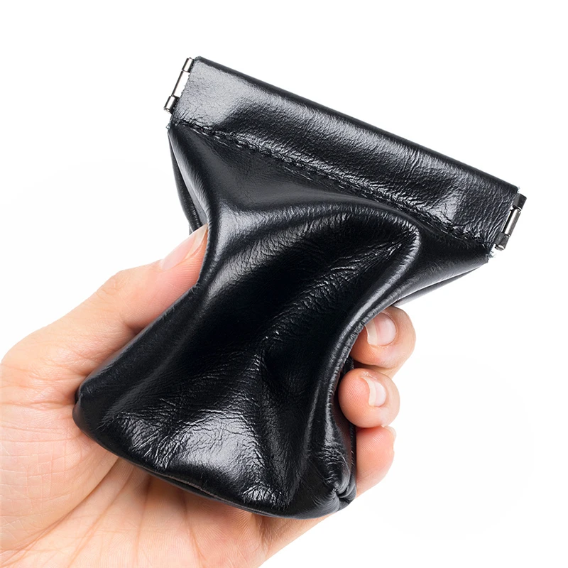 Bolsa de couro com fecho automático Bolsa de troca pequena Cabo de dados de fones de ouvido Bolsa de armazenamento de cabos Mini carteira para mulheres e homens