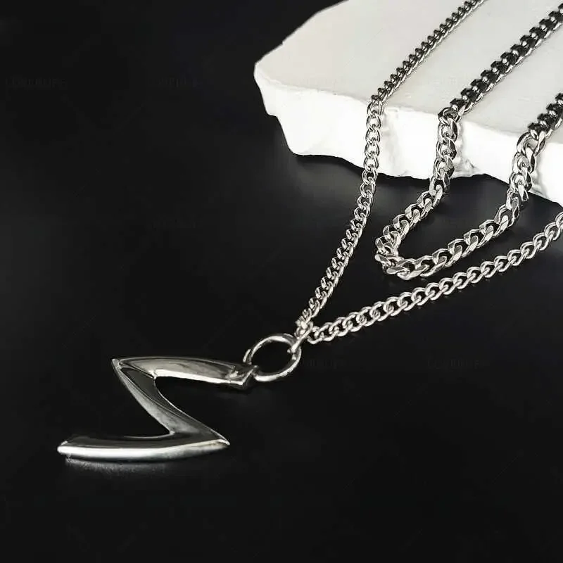 Game Love and Deepspace Sylus Cosplay Necklace Alloy Unisex Punk Gothic Double Layered Pendant Choker Chain Accessories Props image 5