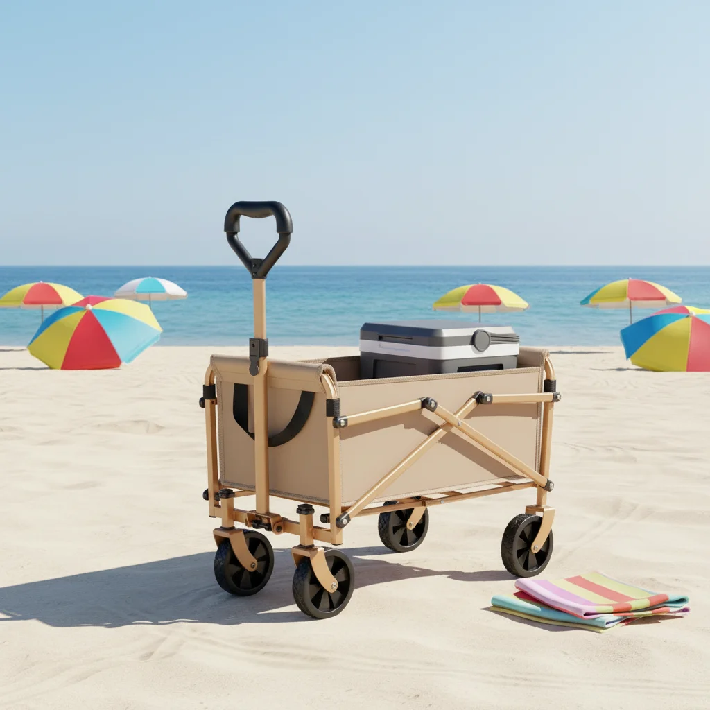 2026 Campervan Outdoor Foldable Four-Wheeled Handcart for Picnics Children Can Lie Down Travel Campsite Small Trolley