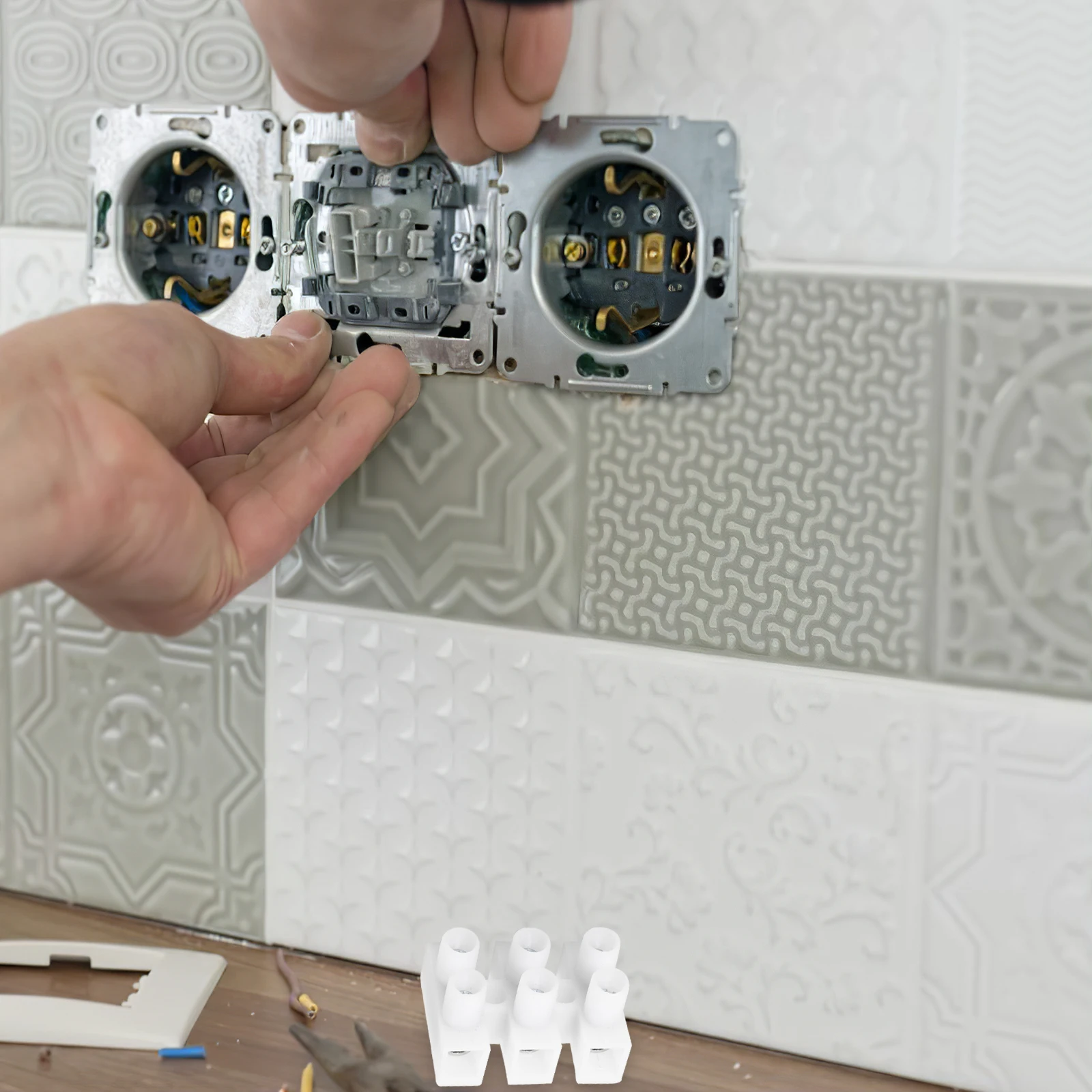 

100 шт., разъемы для быстрого подключения проводов, 3-контактная клеммная колодка, 10 А, пружина из марганцевой стали, компактный огнестойкий полипропиленовый корпус для освещения