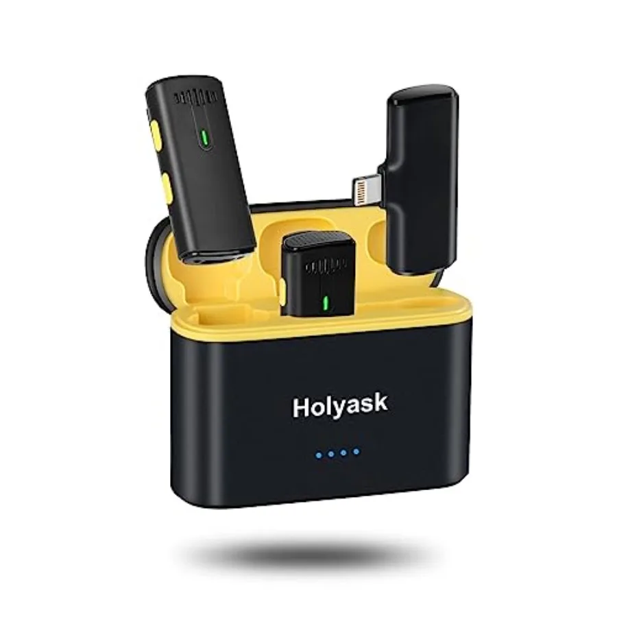 ميكروفون لاسلكي من Lavalier مزود بخاصية إلغاء الضوضاء مع ميكروفون صغيرتين لهاتف iPhone iPad YouTube Facebook وTikTok