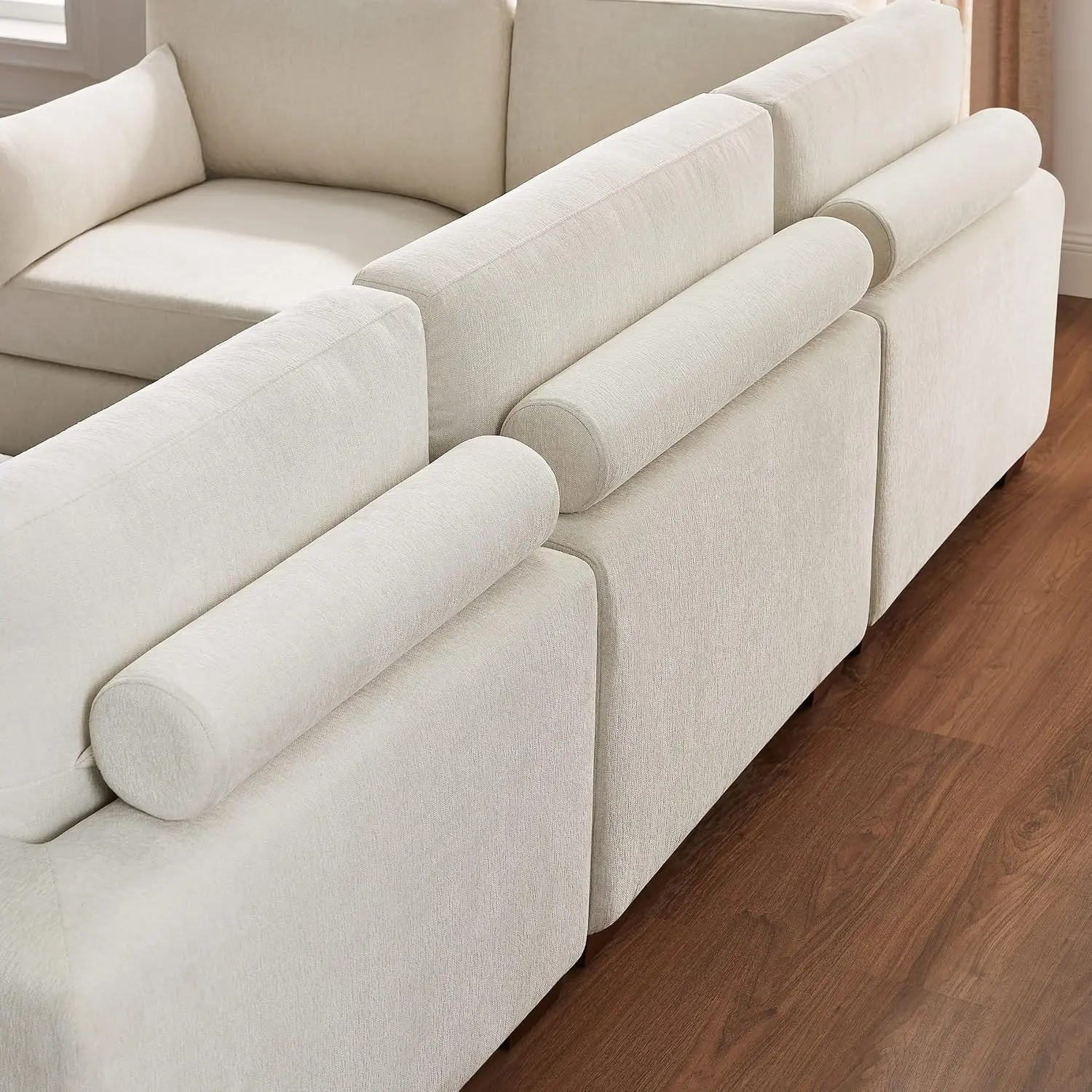 Armless Accent Chair Modular Sofa Wood Frame High-Density Foam Upholstered Lounge Chair 500 lbs White, Customized