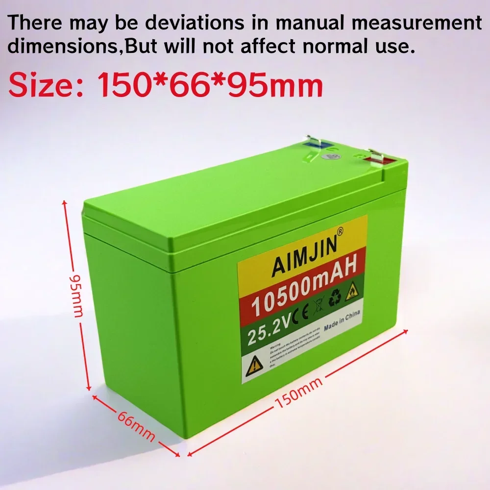 Bateria recarregável de iões de lítio, 18650, 6S3P, 25.2V, 10500mAh, Built-in BMS, adequado para bicicletas elétricas