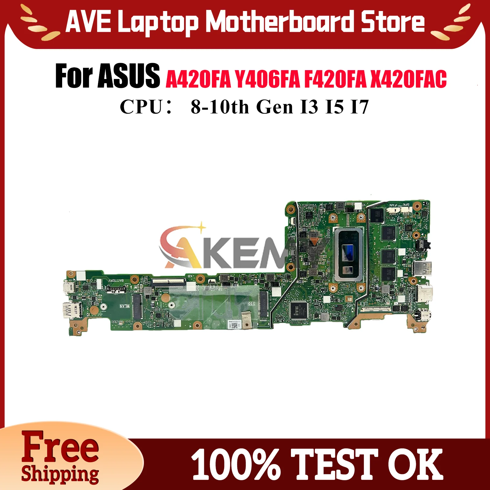 

Материнская плата для ноутбука X420FA для ASUS VivoBook X420FA X420FAC X420F A420FA F420FA Y406FA с процессором I3 I5 I7, 100% тестирование ОК