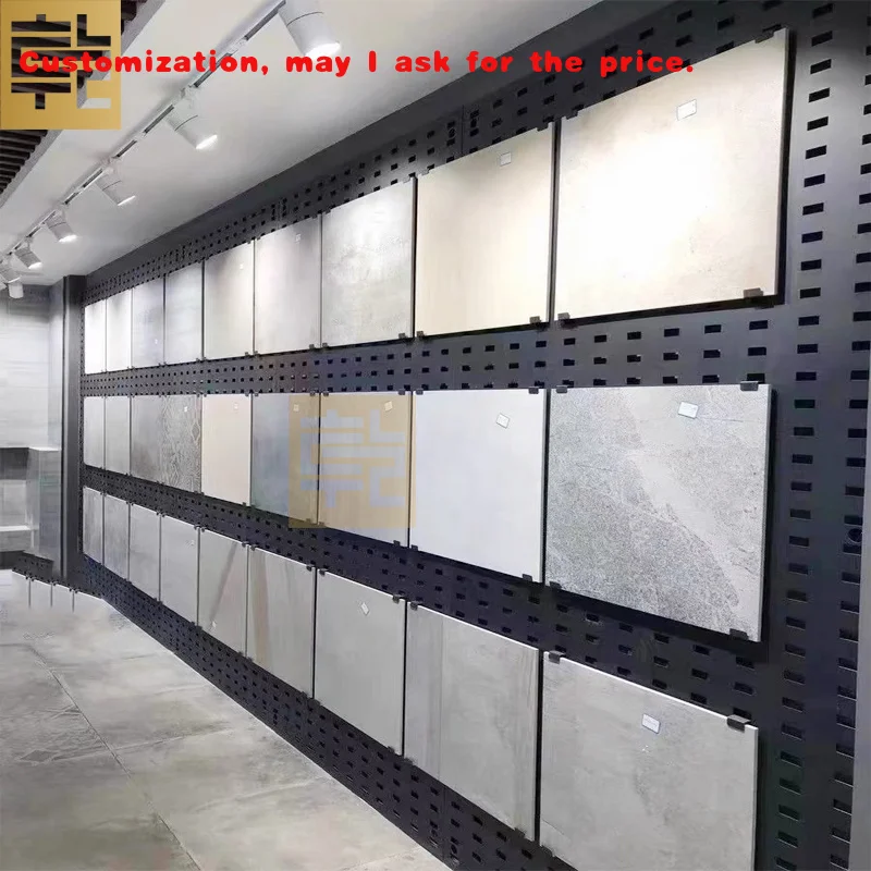 custom.Adjustable Large Format Marble Punching Panel Stand Metal Ceramic Tile Wall Display Rack Retail Made Wood Stone Ti