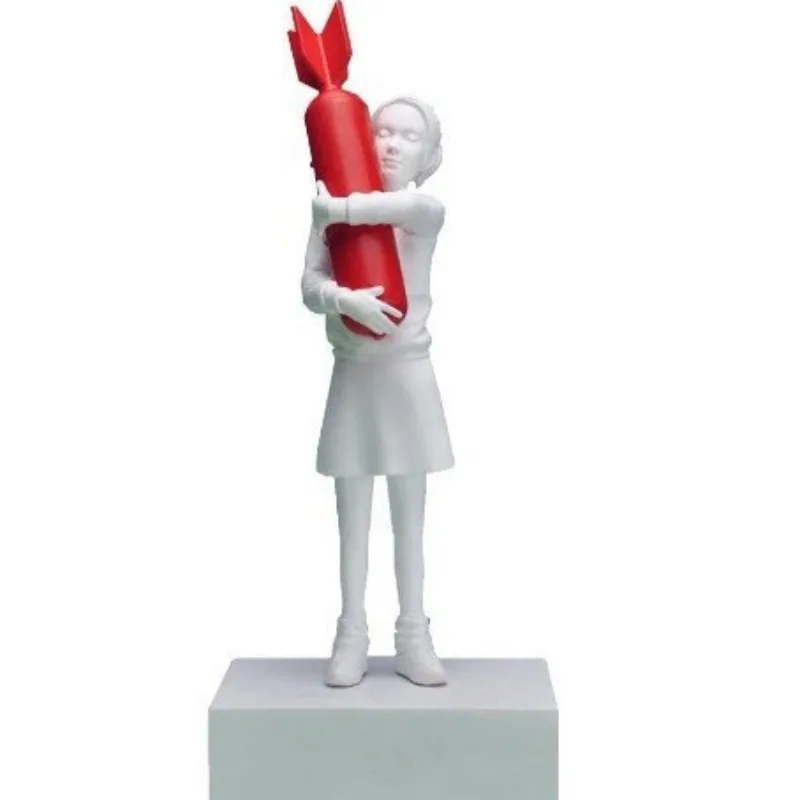 Resin Banksy Embrace Prop Girl Statue Embrace Peace Girl Home Decoration Accessories Sculpture Living Room Decoration