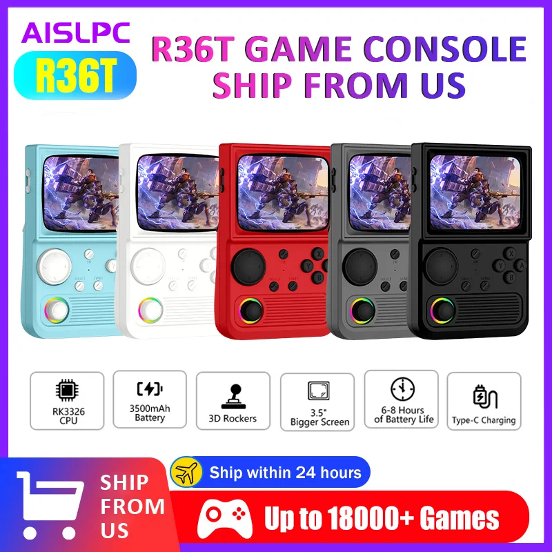 

Портативная игровая консоль AISLPC R36T в стиле ретро, 128 ГБ, поддержка Wi-Fi, 3,5-дюймовый IPS-экран, более 22000 игр, портативный карманный видеоплеер, доставка из США