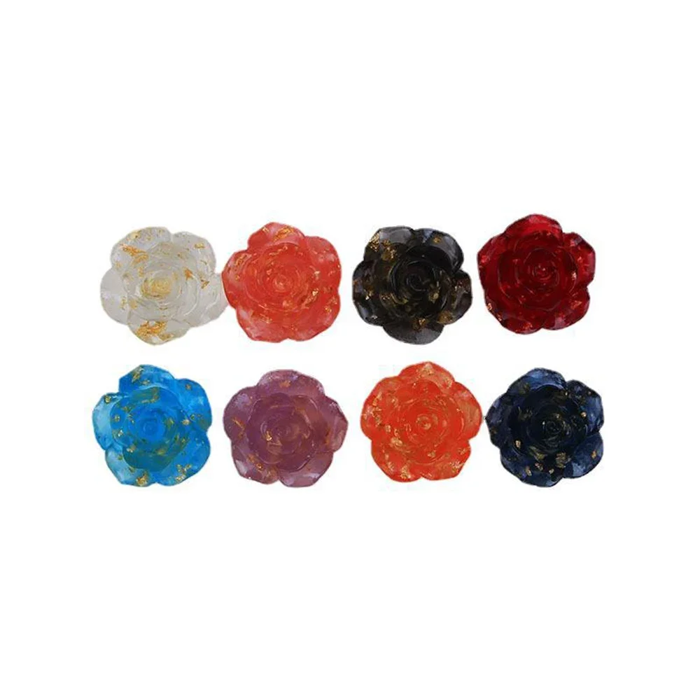 10PCS Gold Foil Rose Flower Series Miniature Flat Back Resin Cabochons For Hairpin Scrapbooking DIY Home Decor Craft Accessories