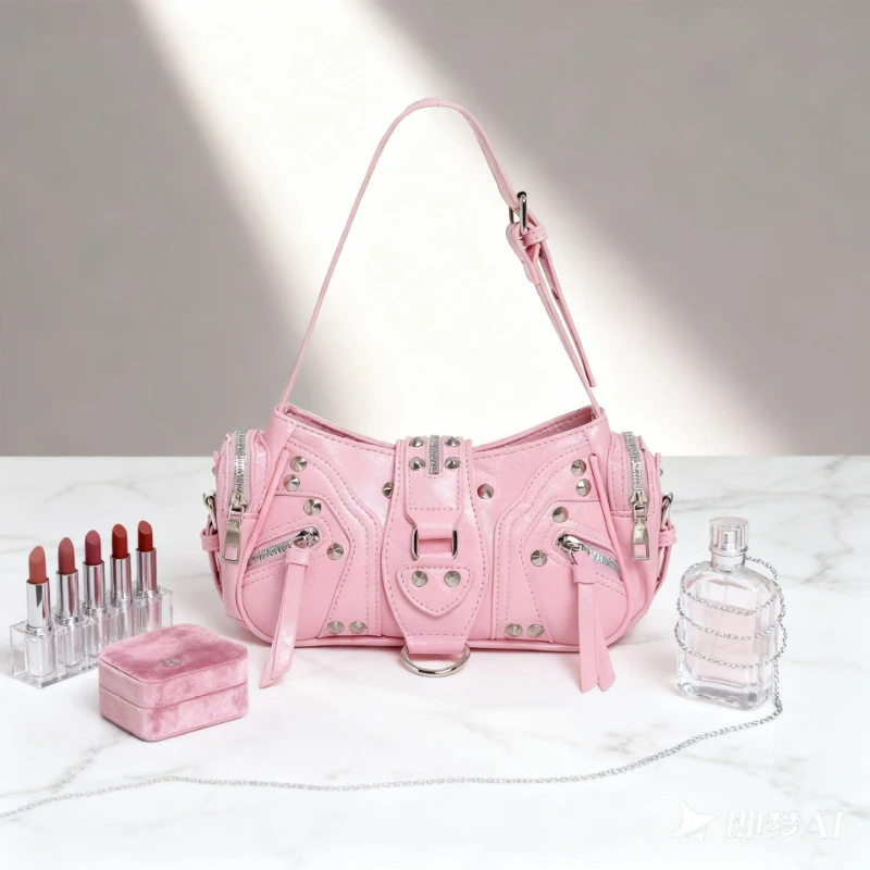 

Сумка-кроссбоди в американском панк-стиле с заклепками, легкая и универсальная сумка-тоут на одно плечо для девушек, для повседневных поездок.