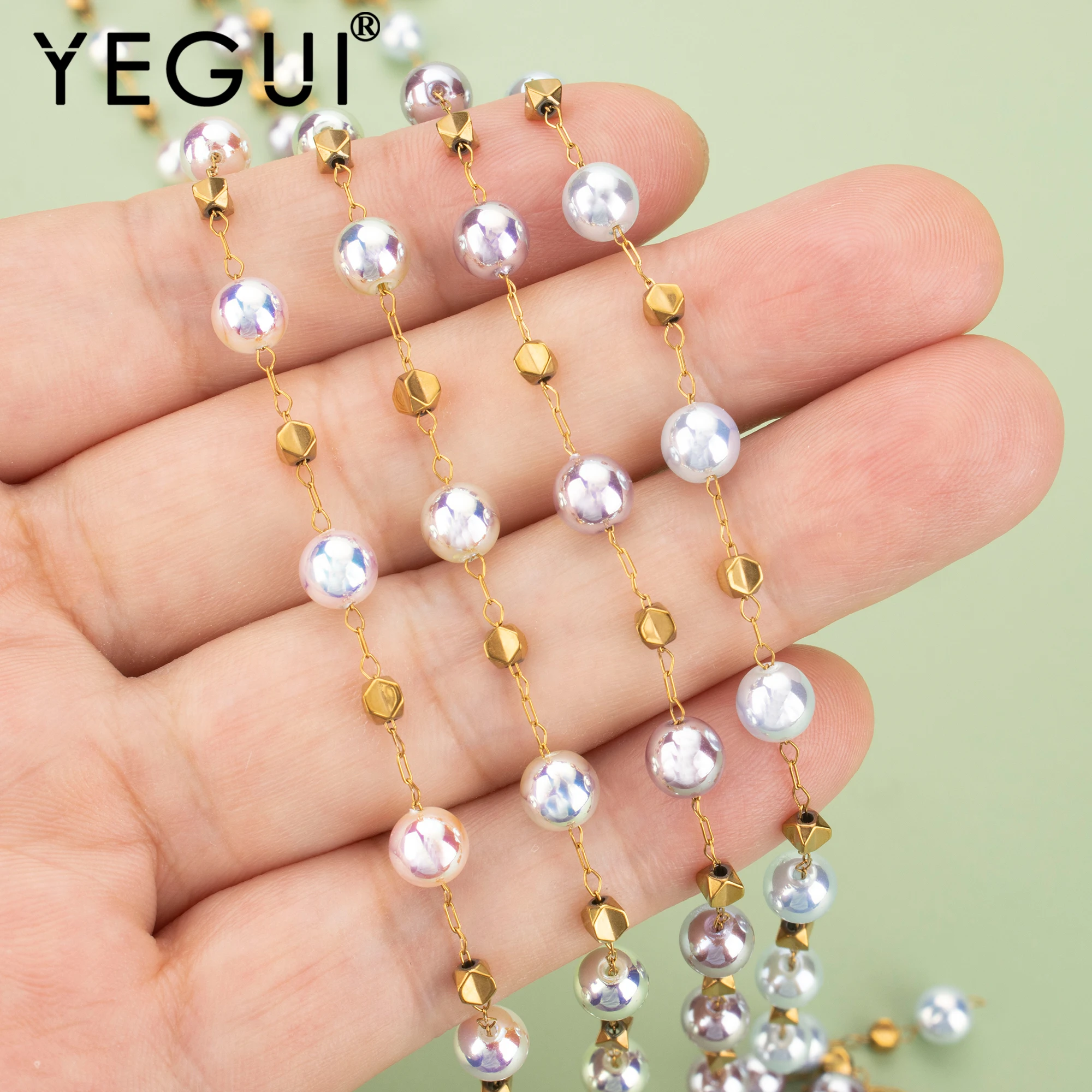 YEGUI,1m/lot,C475,chain,stainless steel,Aurora Tiannü Akoya Pearl,hand made,jewelry making findings,diy bracelet necklace