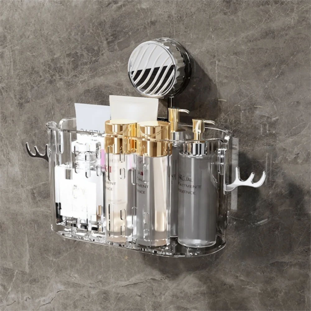 

Light Luxury Suction Cup Shower Shelf Save Space Removable Wall Mounted Storage Rack Antler Organizer Draining Basket Holder